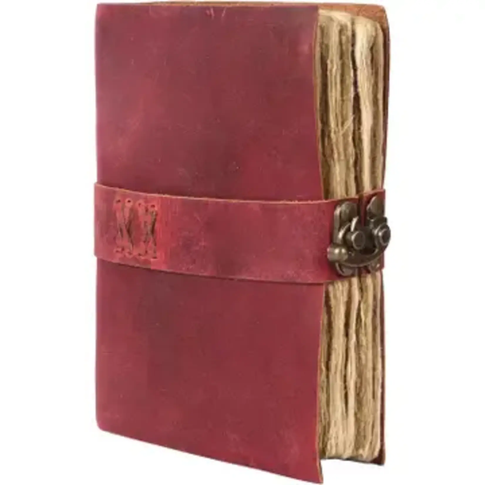 Immart Global LLC Leather Journal - Side Lock - Red - 8x6 in