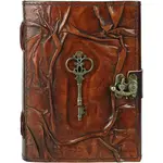Immart Global LLC Leather Journal - Skeleton Key Grimoire - Deckle Edge - 7x5 in