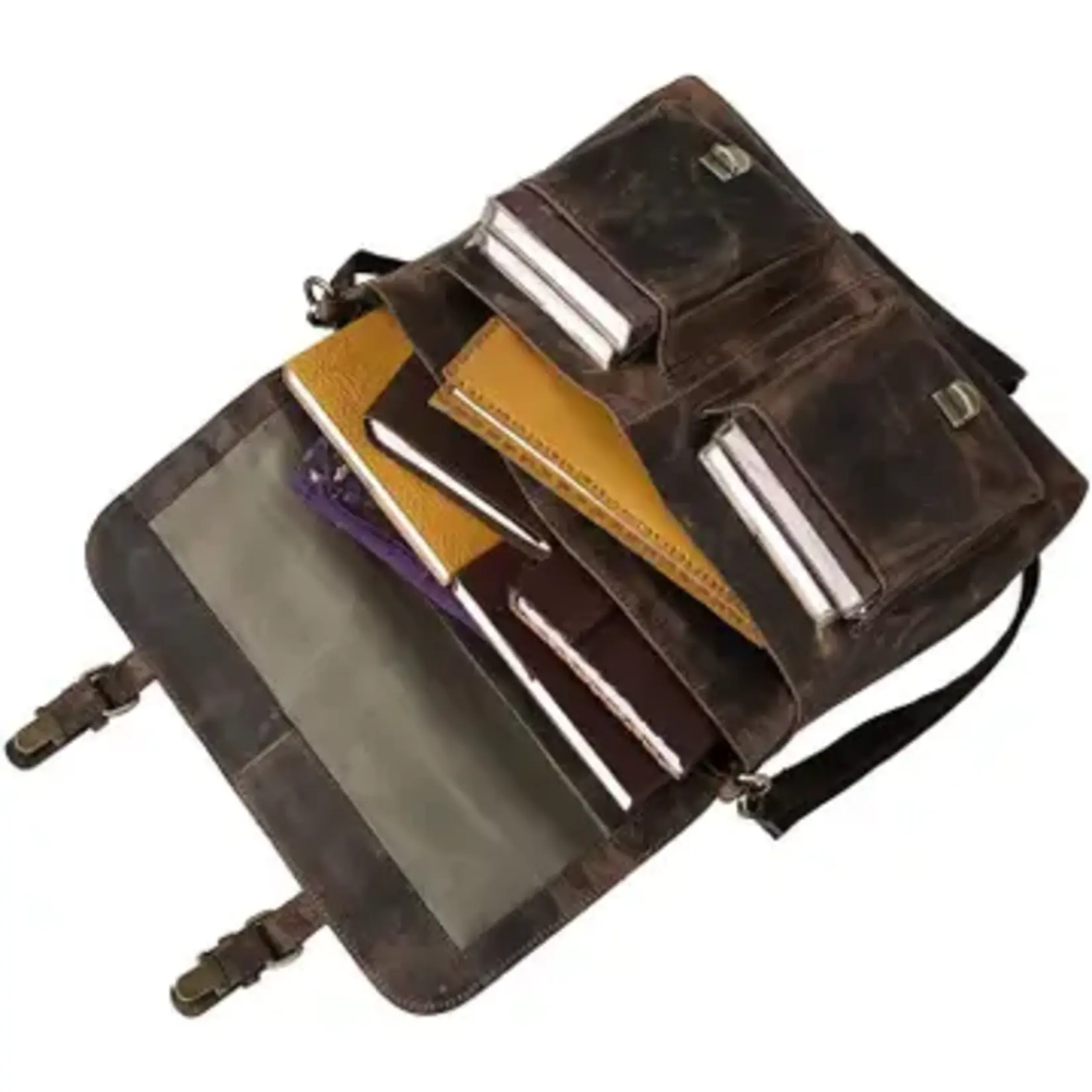 Immart Global LLC Leather Messenger Bag - Vintage Brown - 16 in