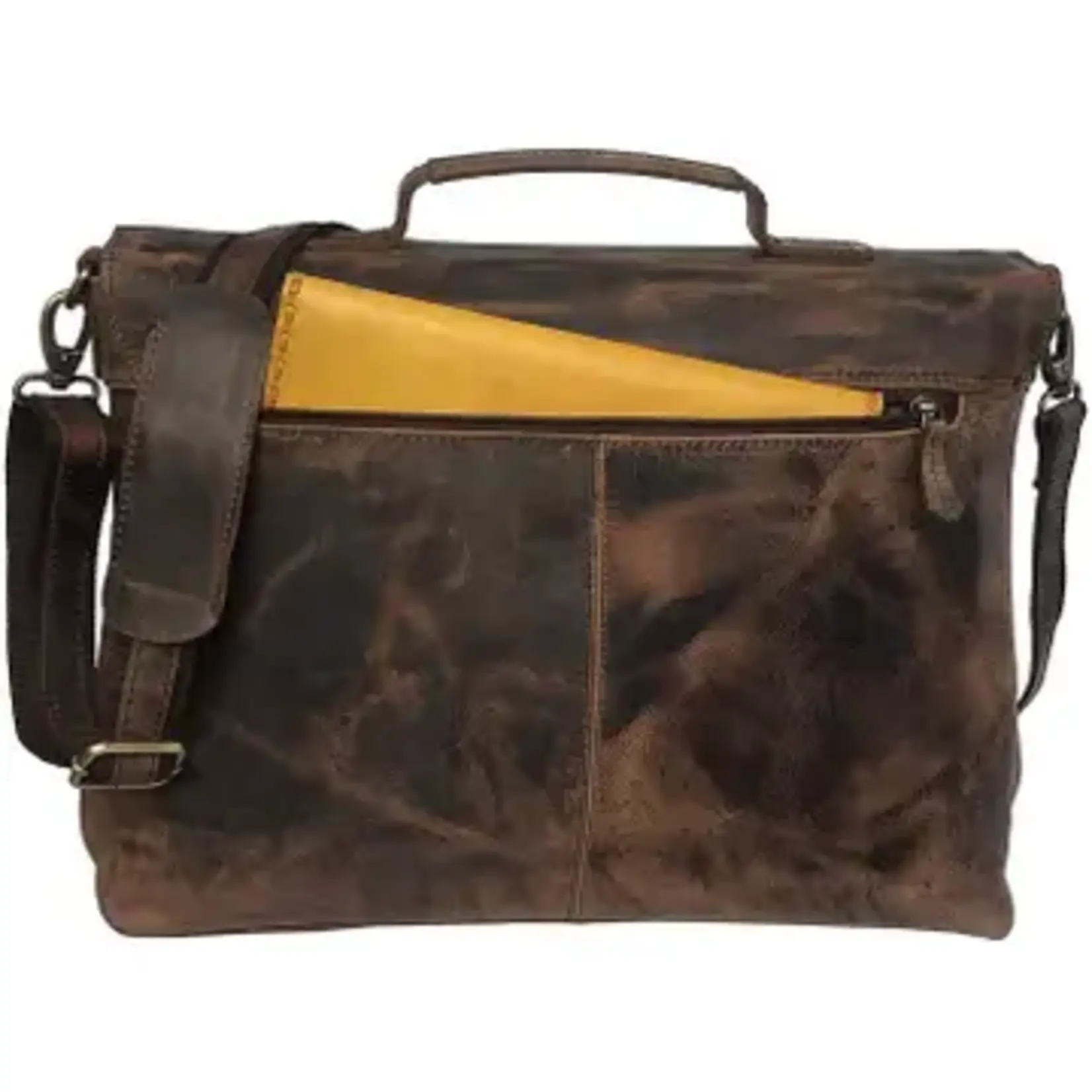 Immart Global LLC Leather Messenger Bag - Vintage Brown - 16 in