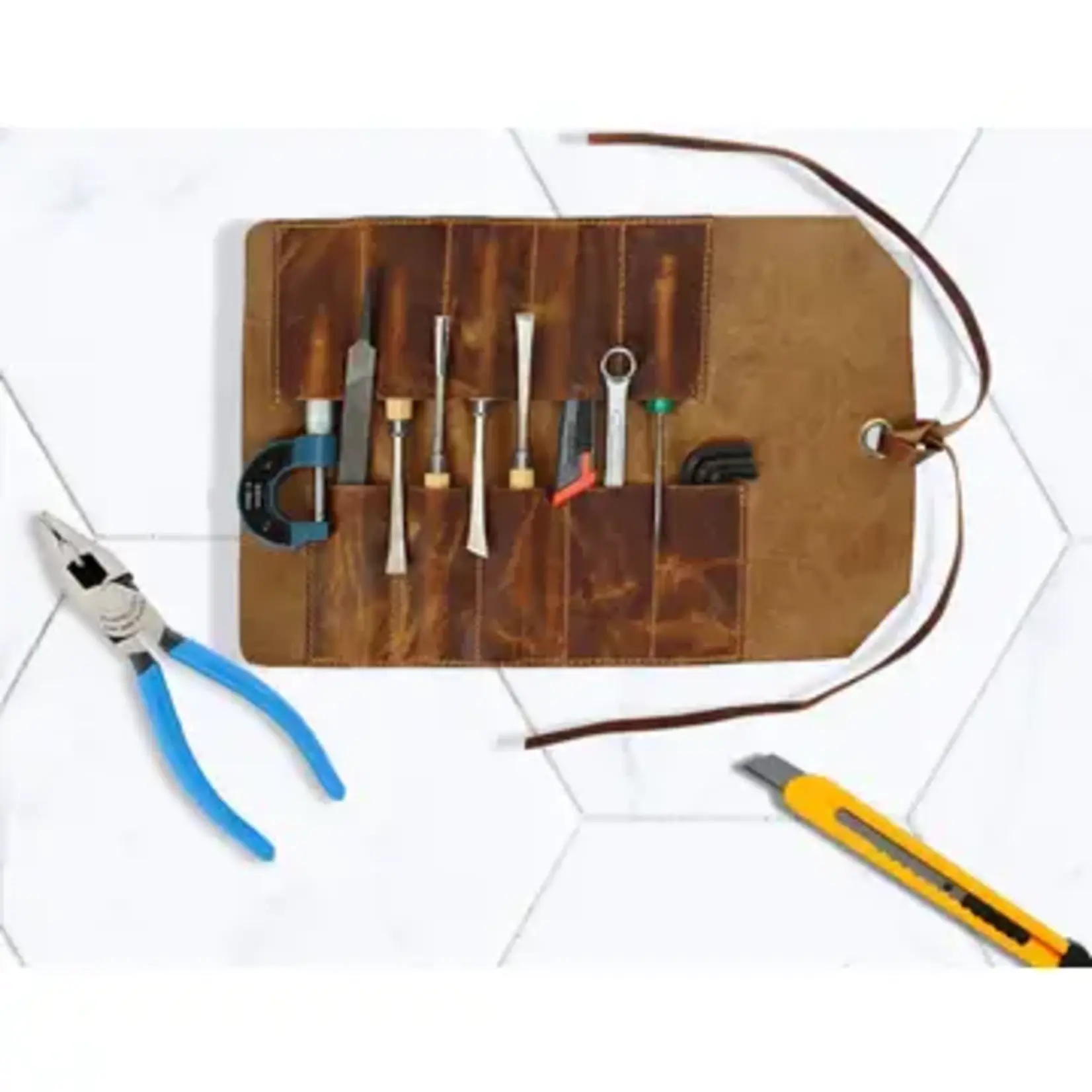 Immart Global LLC Leather Roll-Up Pouch - Brown - 16x10 in