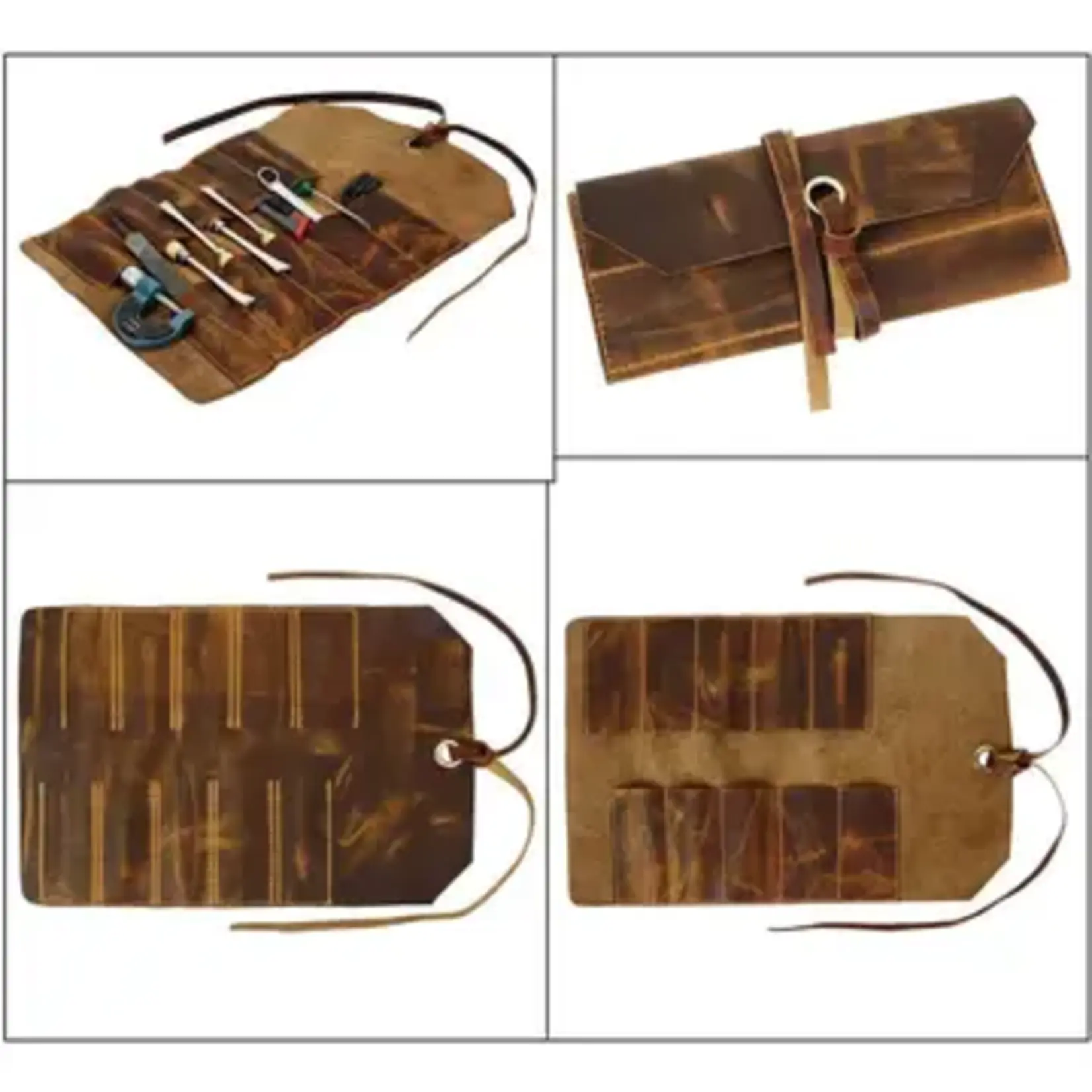 Immart Global LLC Leather Roll-Up Pouch - Brown - 16x10 in