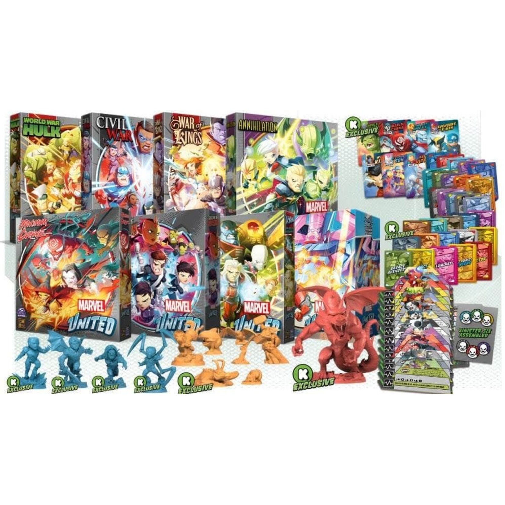#10491 Marvel United Bundle with Organizer Dragon Cache Used Game