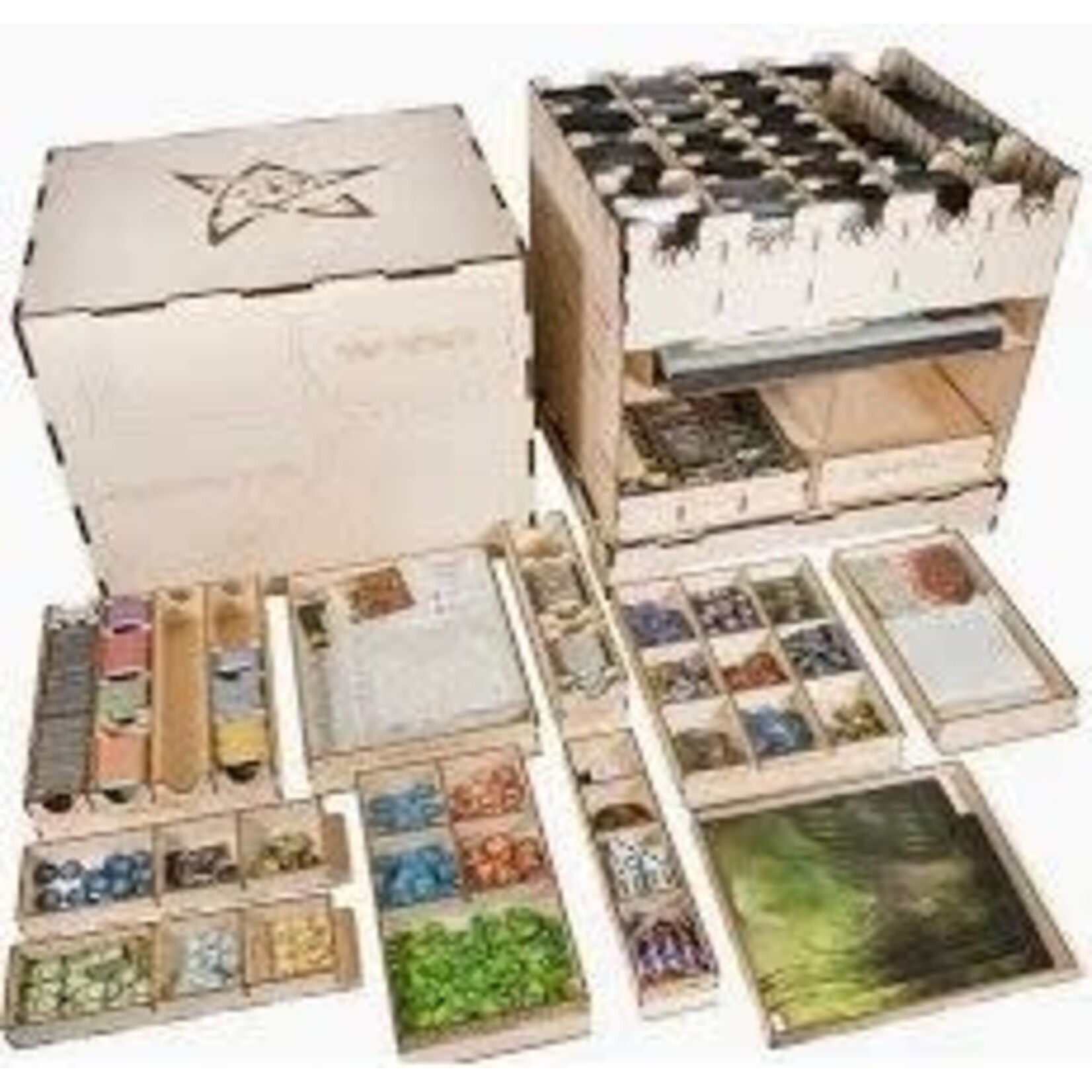 #10490 Arkham Horror Board Game Bundle with Organizer Dragon Cache Used Game