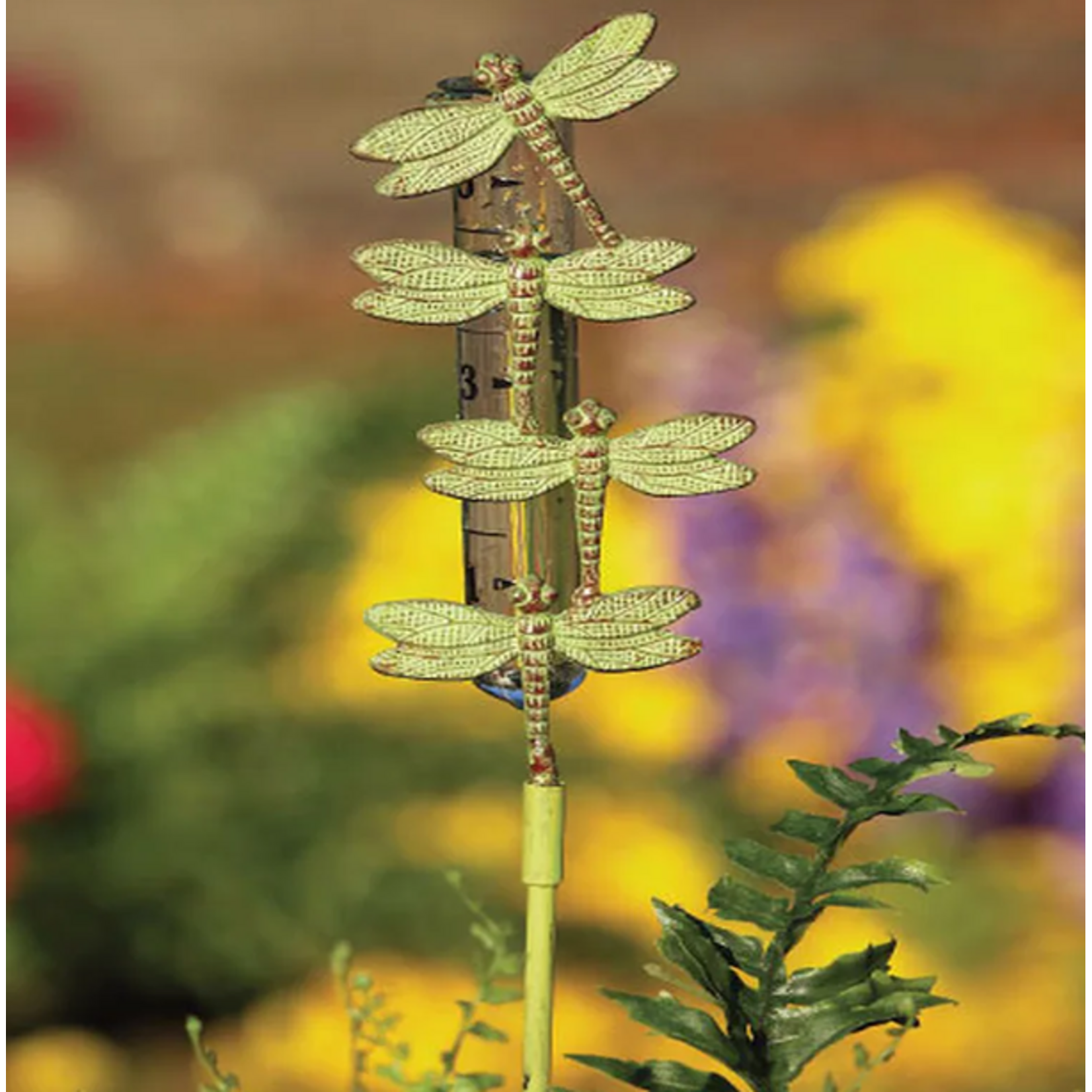 Rain Gauge - Brass Dragonflies