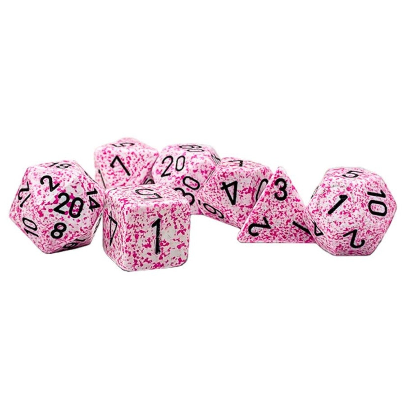 Chessex Speckled Pink/Black | 7 Die Polyhedral Dice Set | 25354