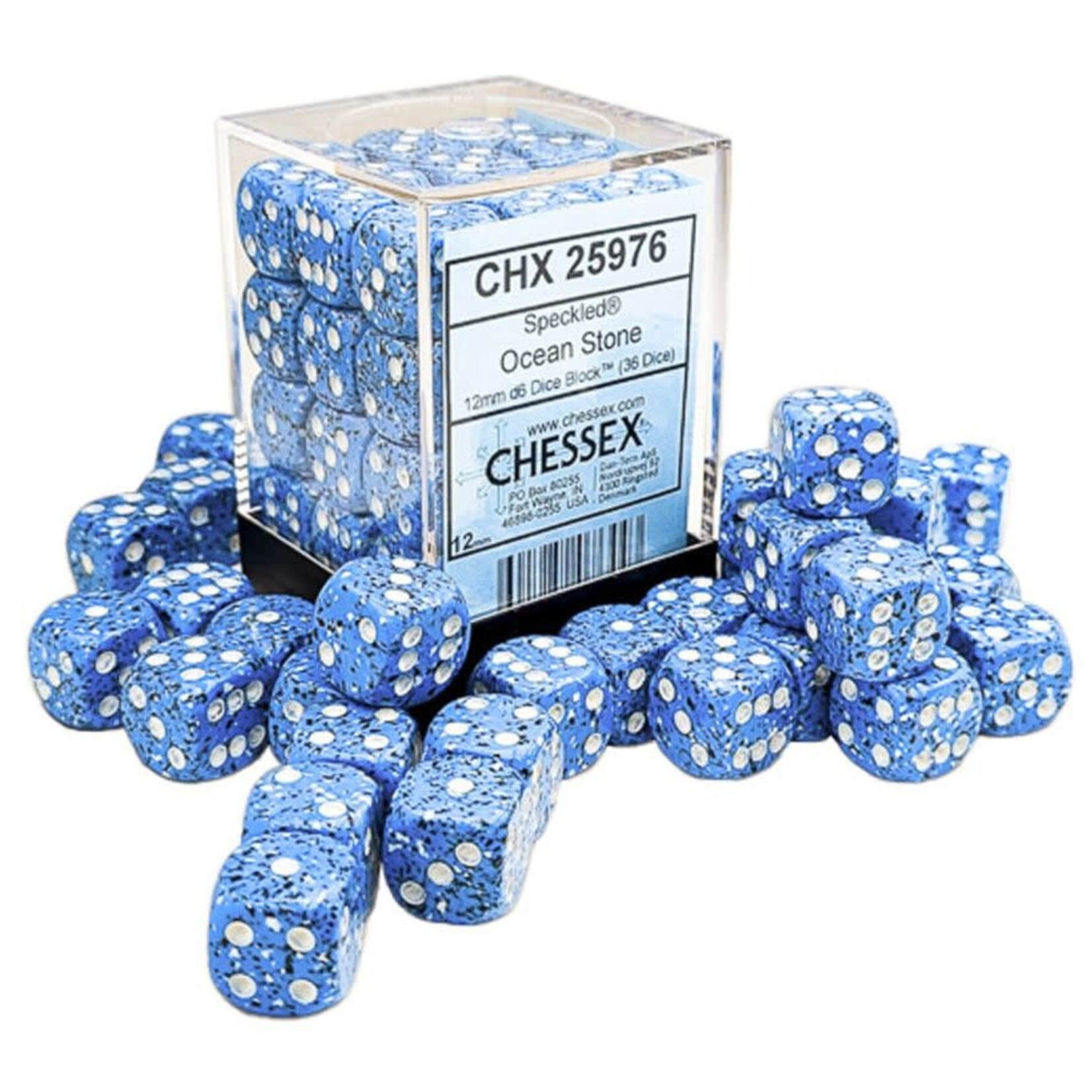 Chessex Speckled Ocean Stone | 12mm d6 Dice Block (36 dice) | 25976