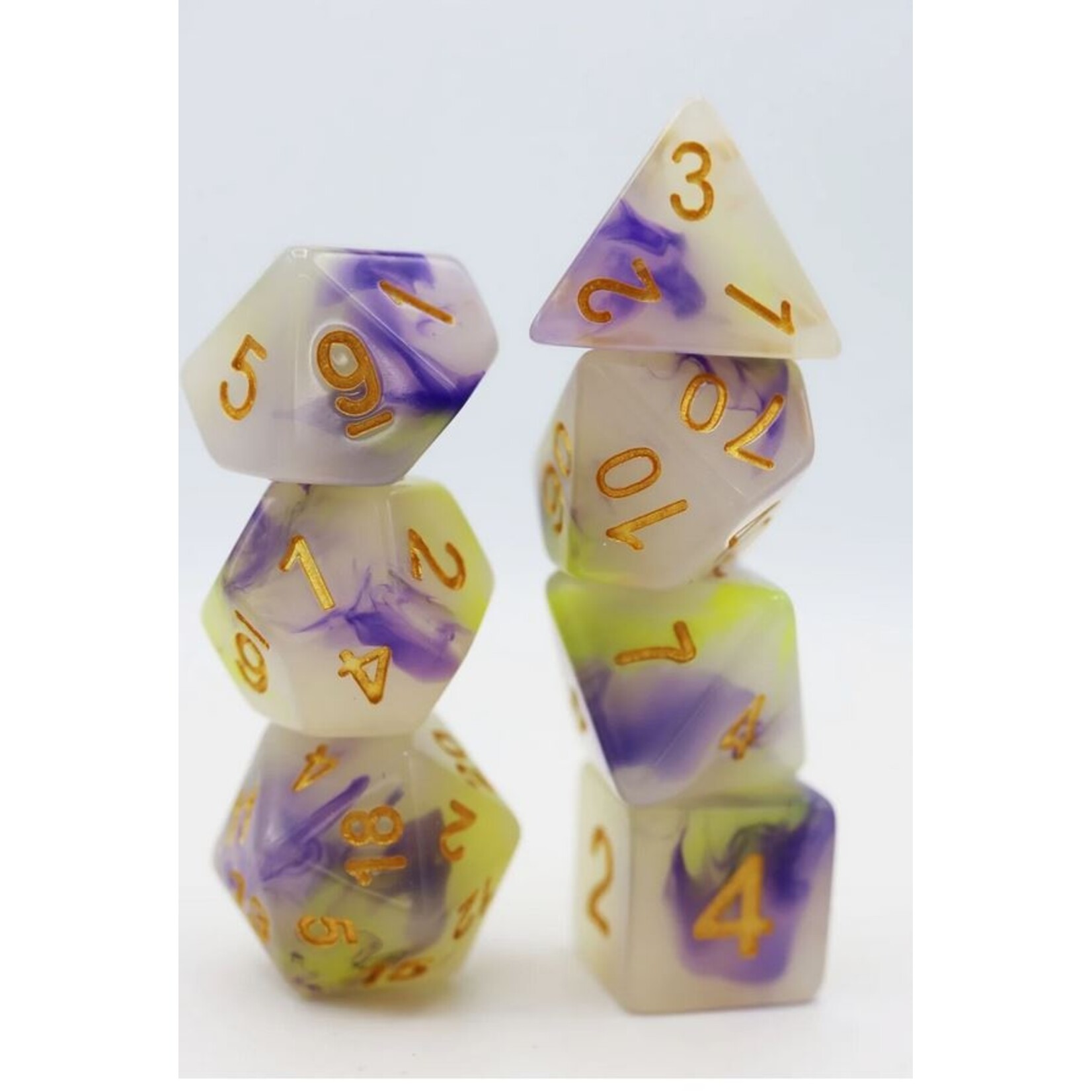 HD Jade Dice: Yellow and Purple | 7 Die Resin Polyhedral Set