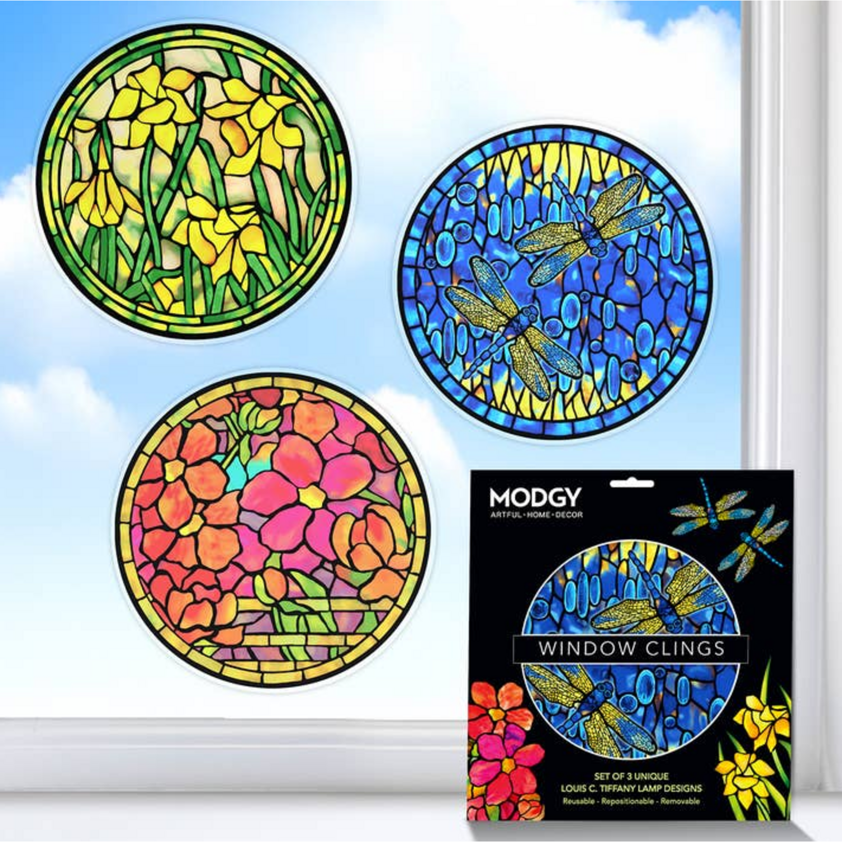 Modgy Window Cling - Louis C. Tiffany Lamp - Set of 3