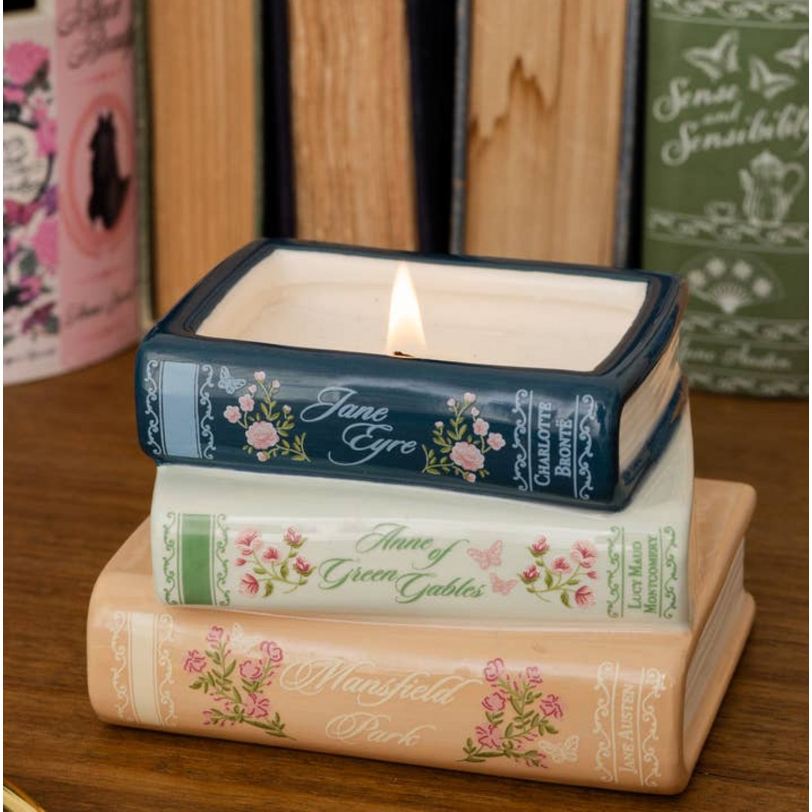 Stacked Books Candle - Ladies of Literature