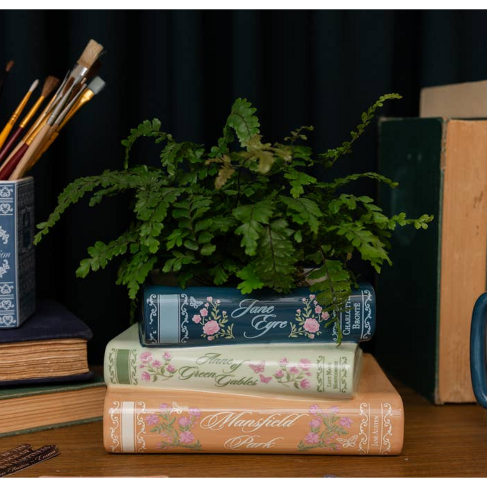 Stacked Books Planter - Ladies of Literature
