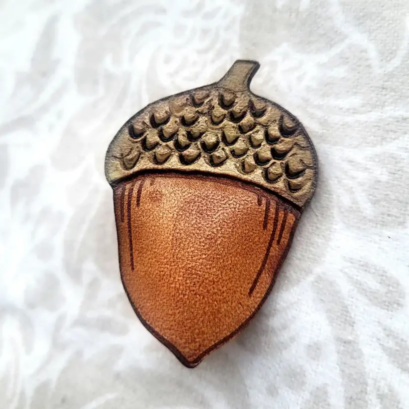 Wyrd & Witchy Art Leather Pin - Acorn