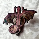 Wyrd & Witchy Art Leather Pin - Dragon - Purple