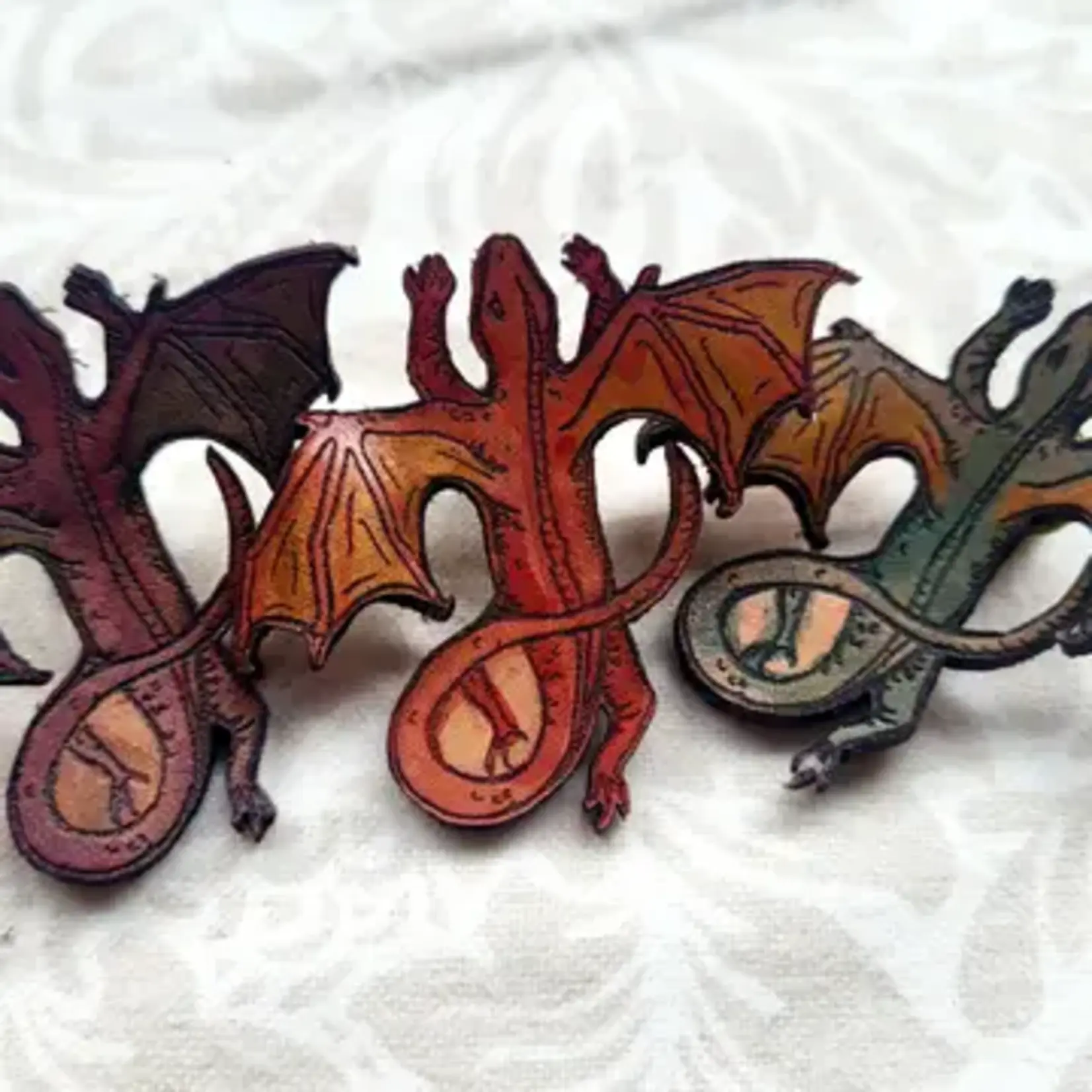 Wyrd & Witchy Art Leather Pin - Dragon - Purple