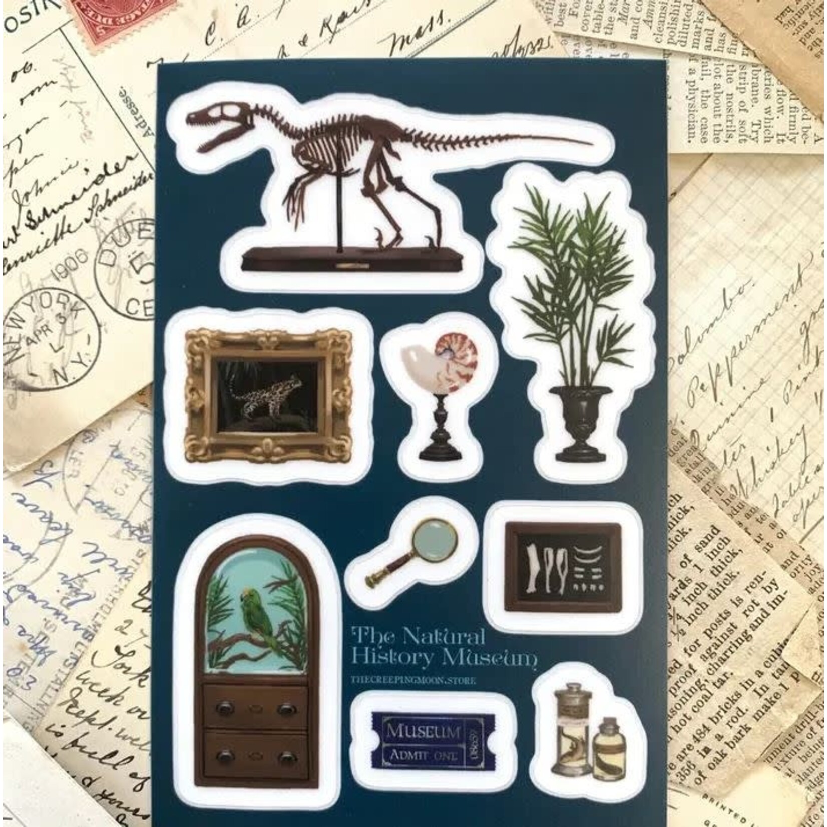 The Creeping Moon Sticker Sheet - The Natural History Museum - Clear Vinyl