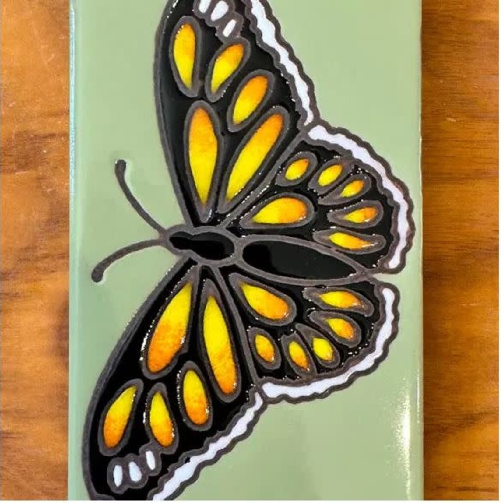 Carly Quinn Designs Art Tile - Butterfly - 3x6 - Green