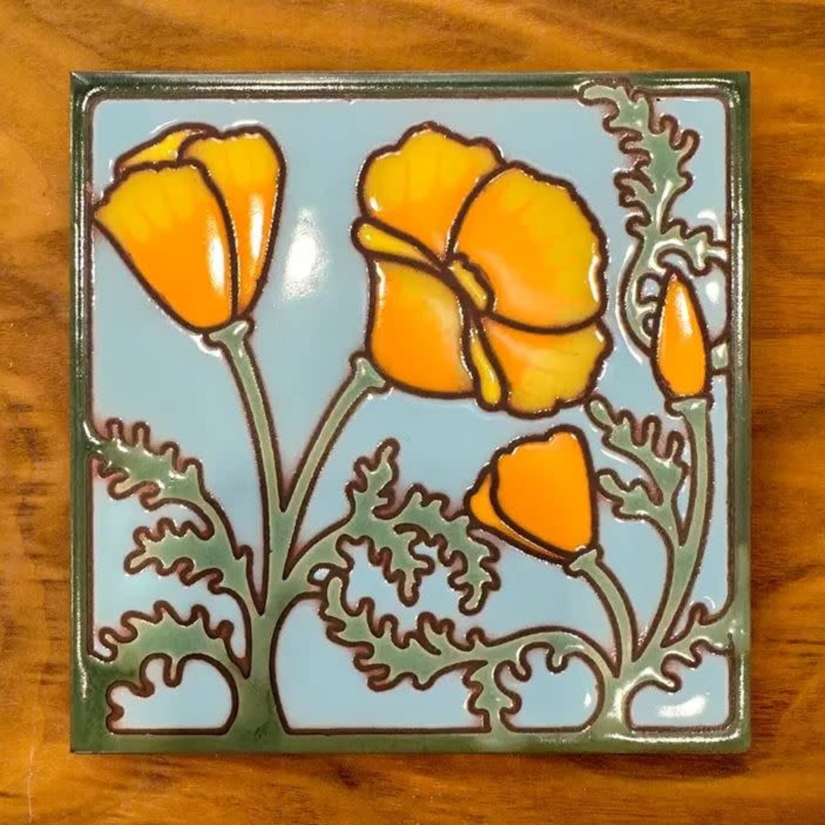 Carly Quinn Designs Art Tile - California Poppies