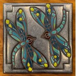 Carly Quinn Designs Art Tile - Dragonflies on Silver