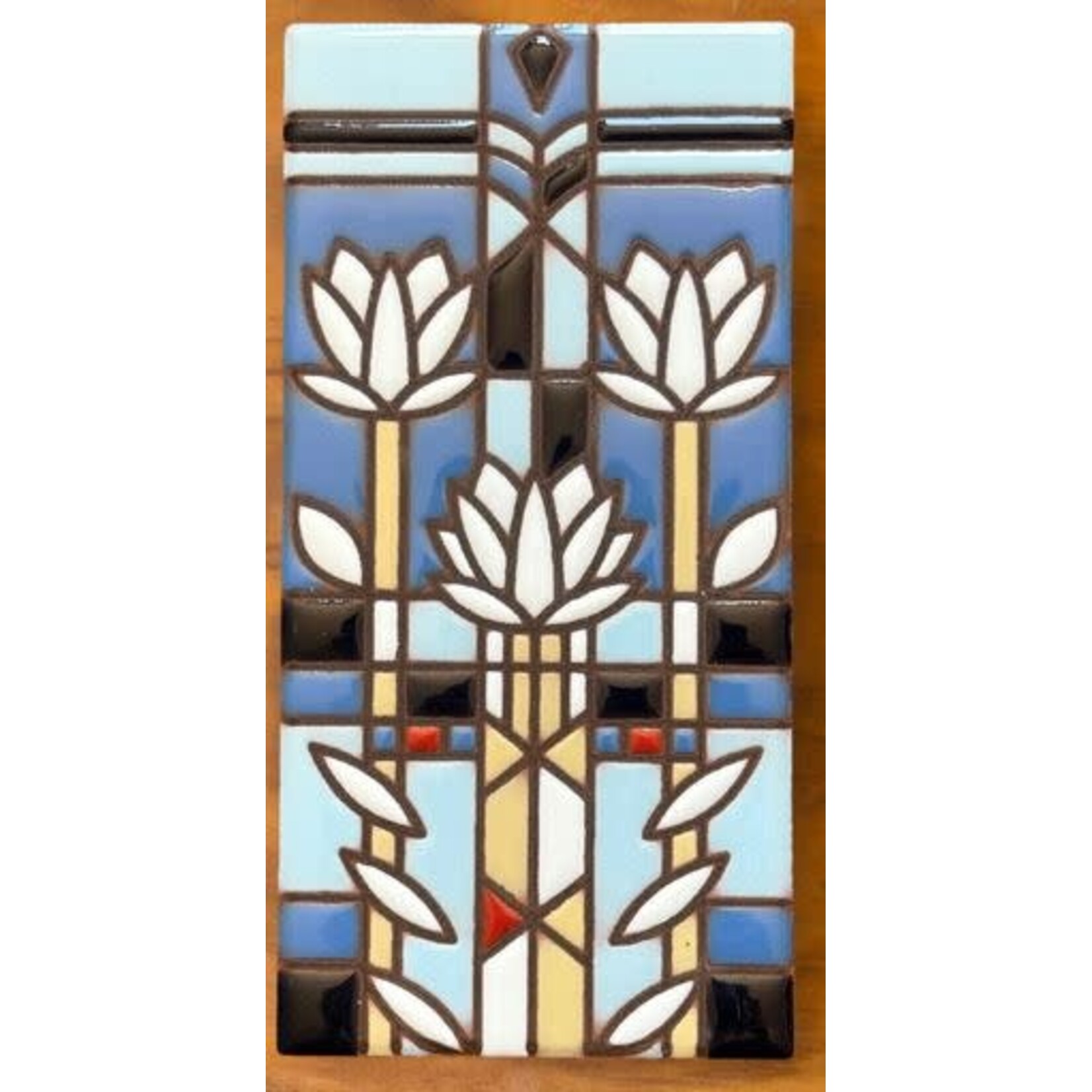 Carly Quinn Designs Art Tile - Frank Lloyd Wright - Waterlilies - 3x6