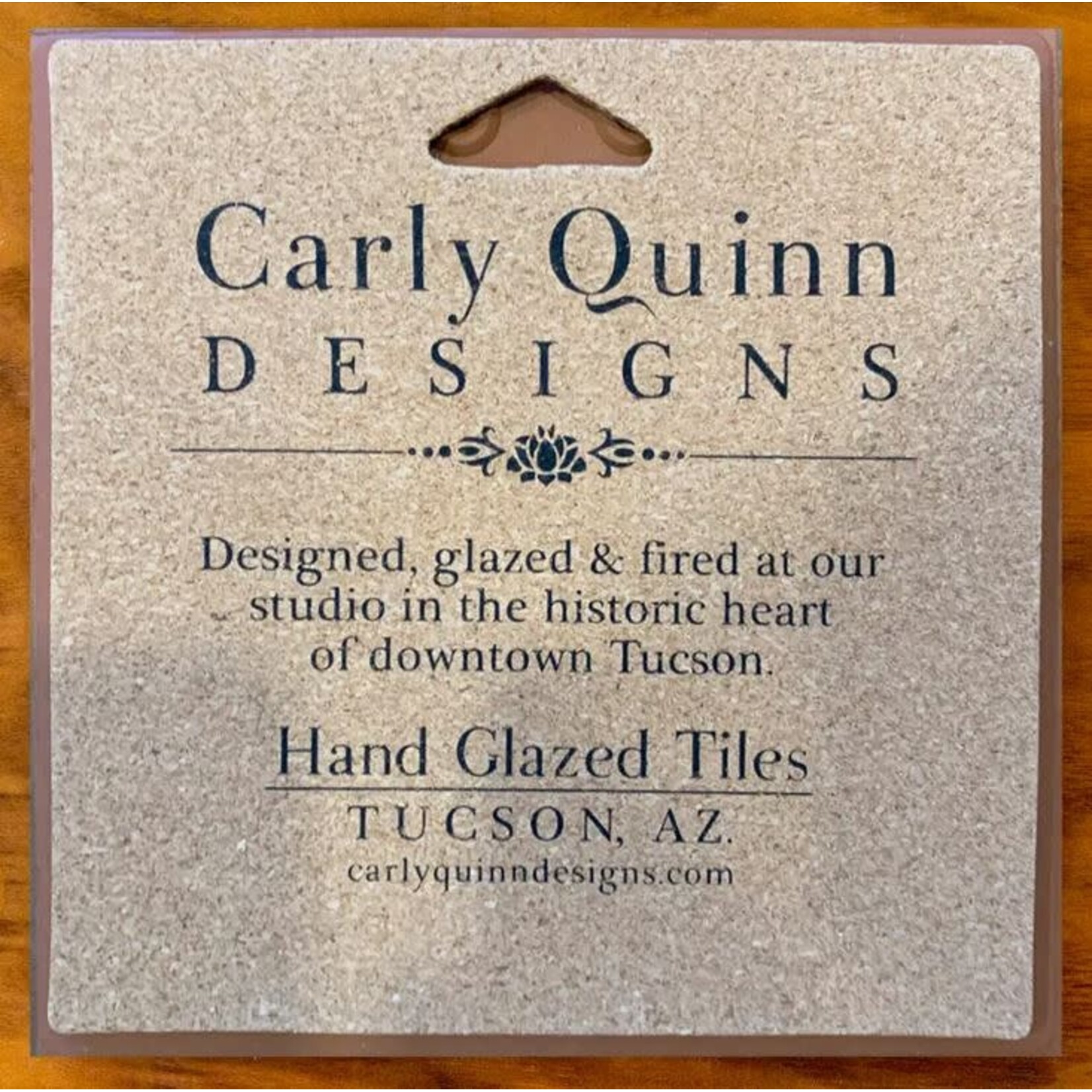 Carly Quinn Designs Art Tile - Hummingbird with Ocotillo - Terra Cotta