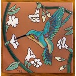 Carly Quinn Designs Art Tile - Hummingbird with White Flowers - Terra Cotta