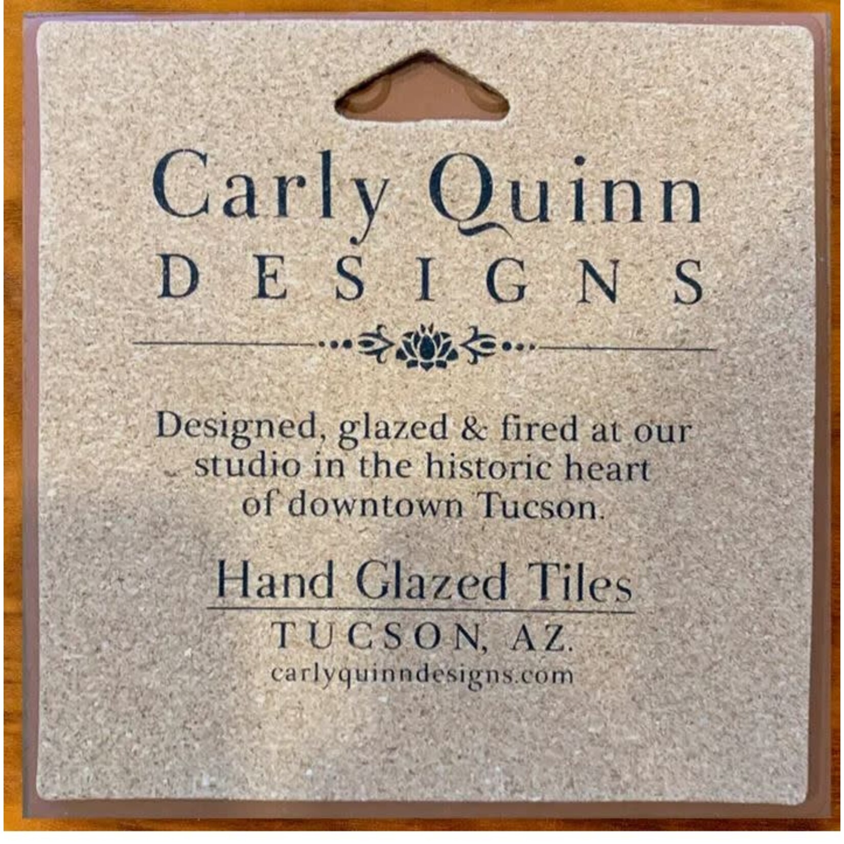 Carly Quinn Designs Art Tile - Monarch with White Flowers - Blue Background