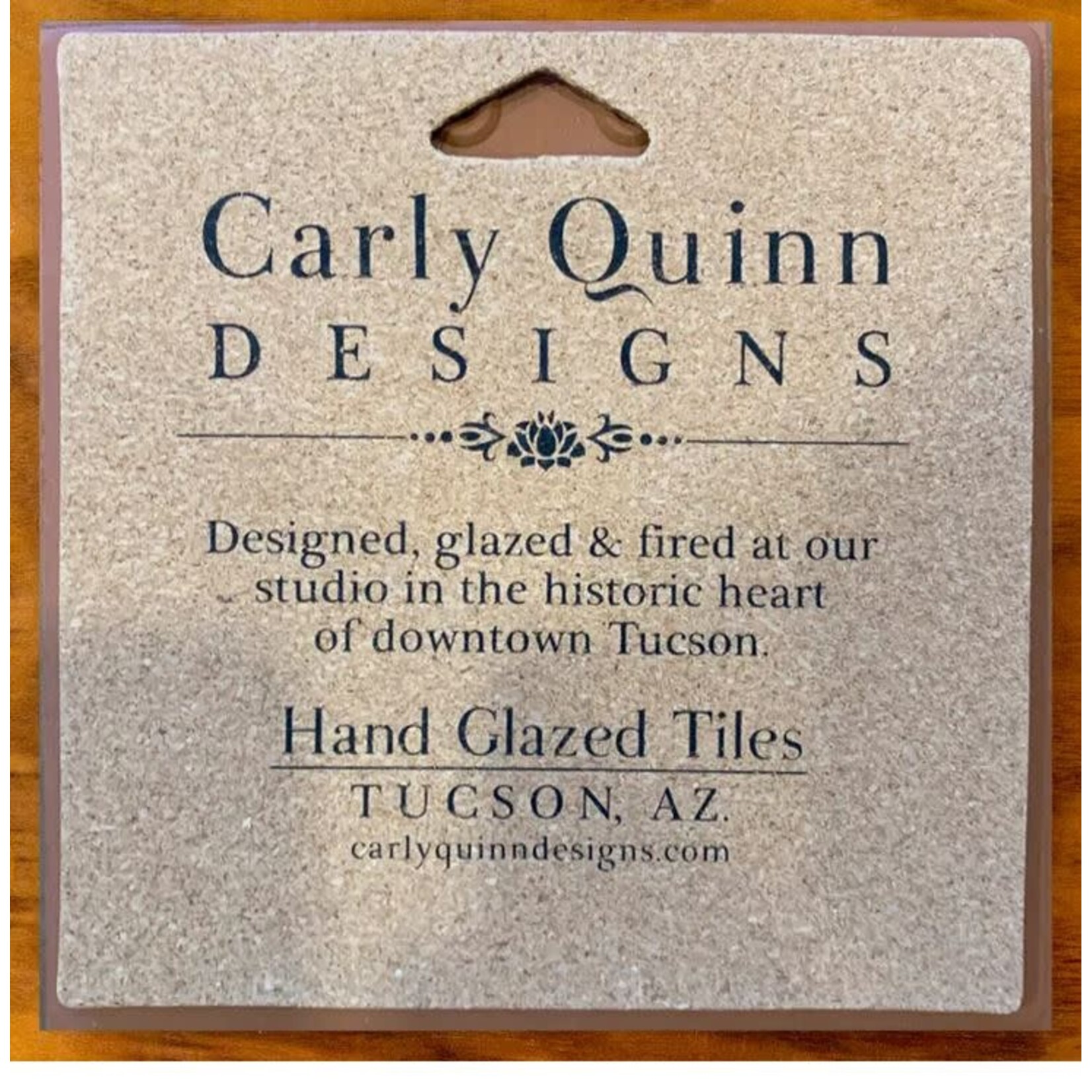 Carly Quinn Designs Art Tile - Monarch with White Flowers - Green Background