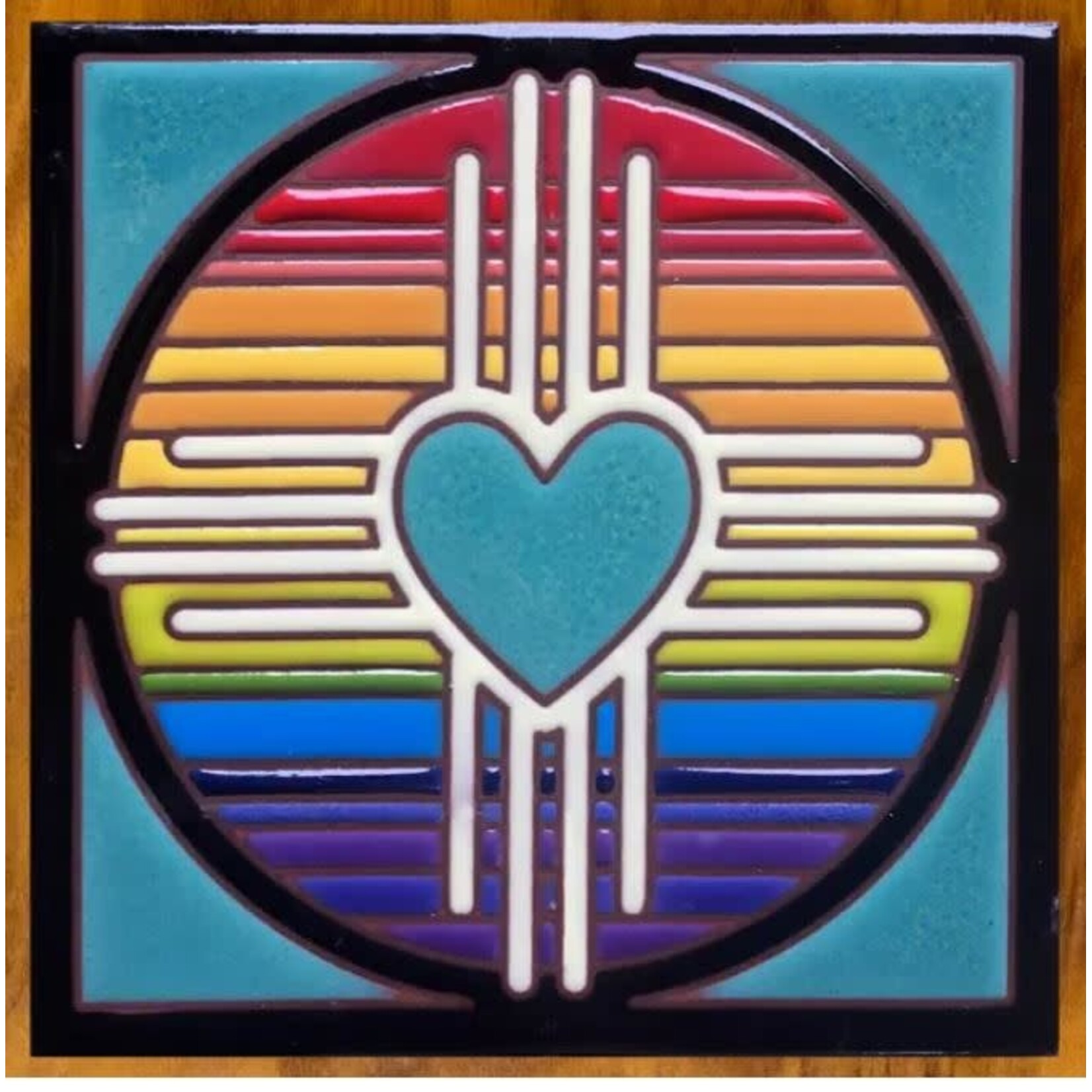 Carly Quinn Designs Art Tile - New Mexico Love - Rainbow