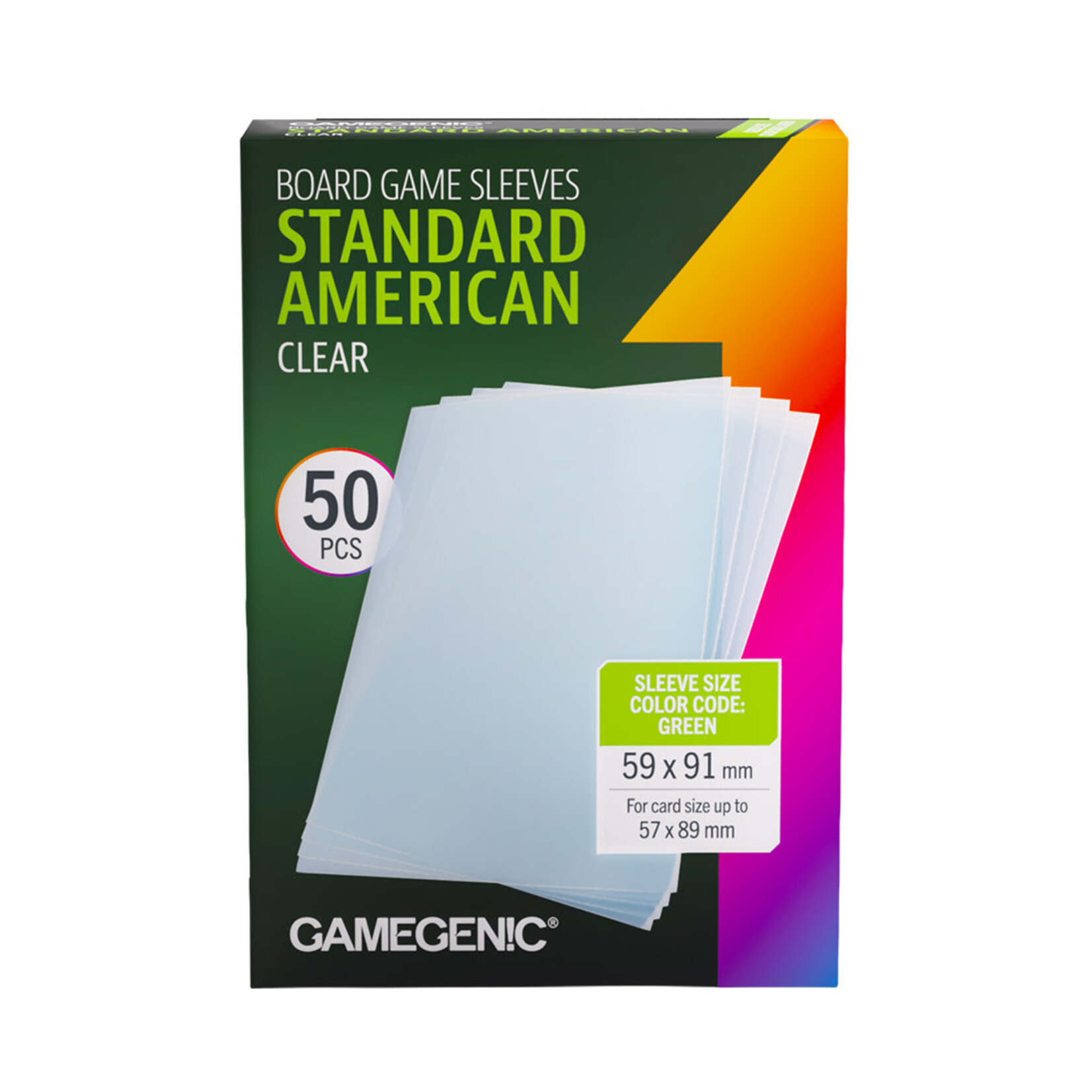 Gamegenic Sleeves: Clear Standard American Game Green (50) 59 x 91 mm Deck Protectors (2026)