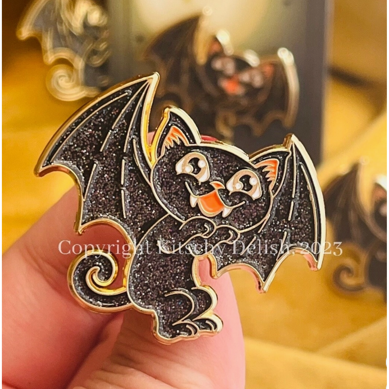 Kitschy Delish Enamel Pin - Cat Bat Takes Flight