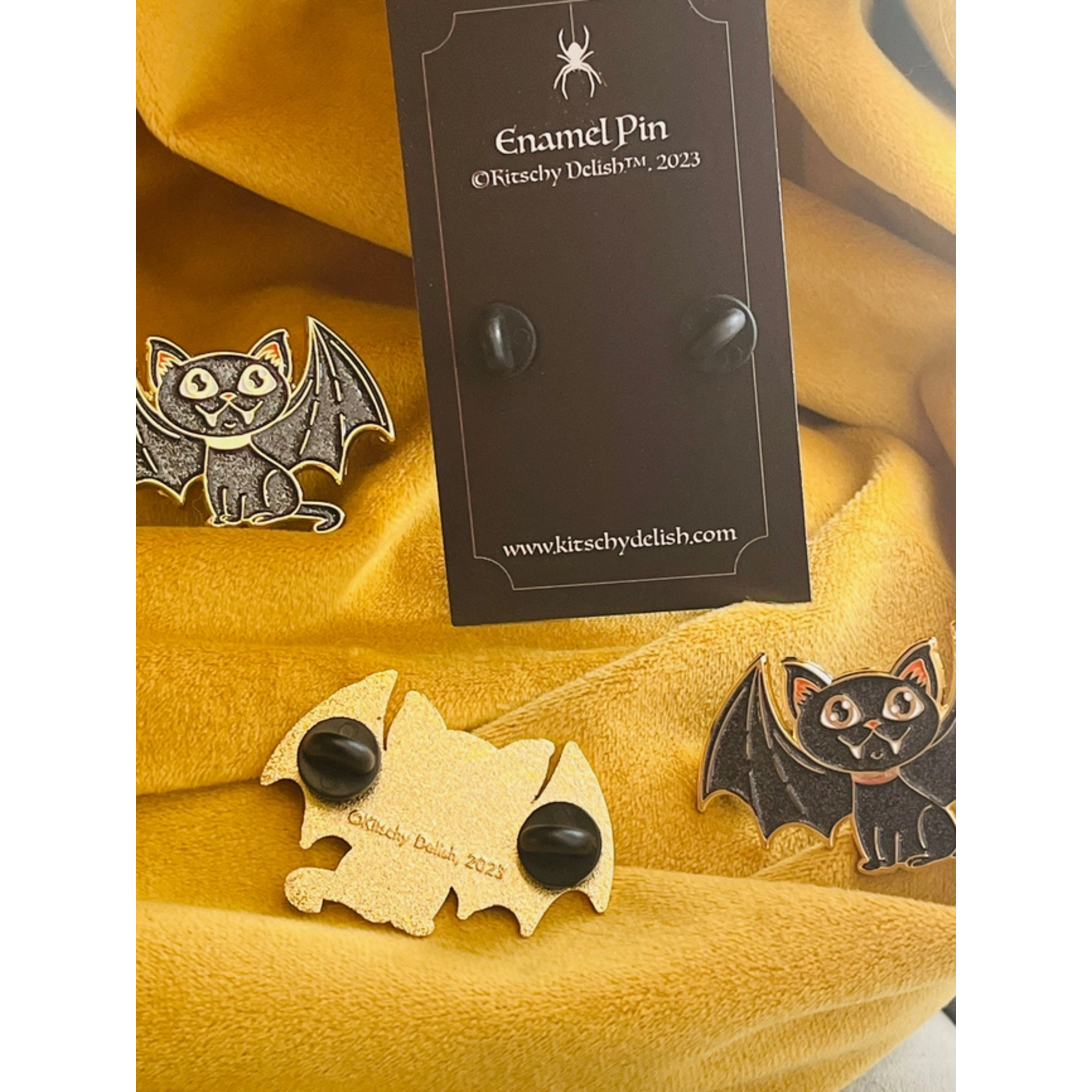Kitschy Delish Enamel Pin - Cat Bat At Home