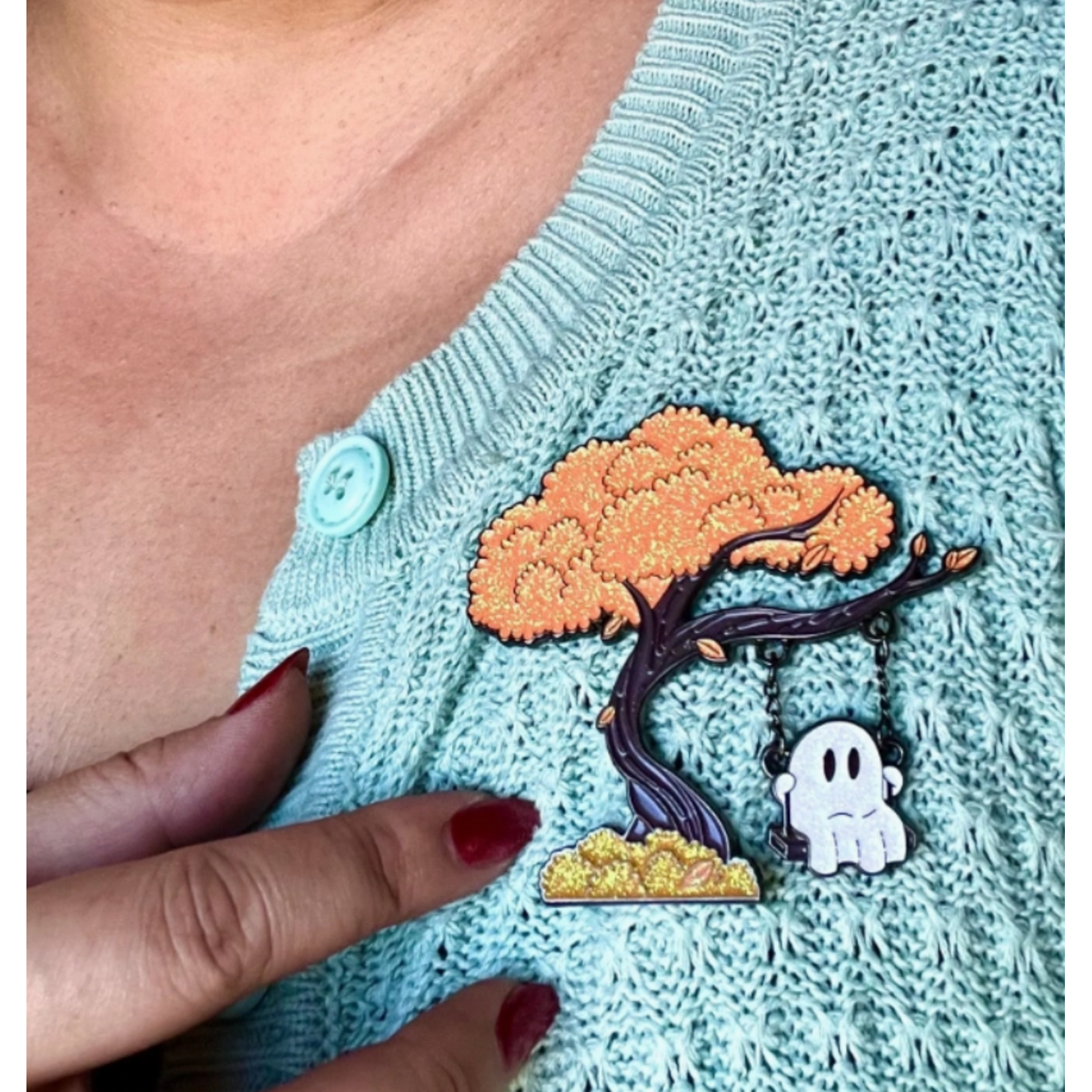 Kitschy Delish Enamel Pin - Ghost on a Swing