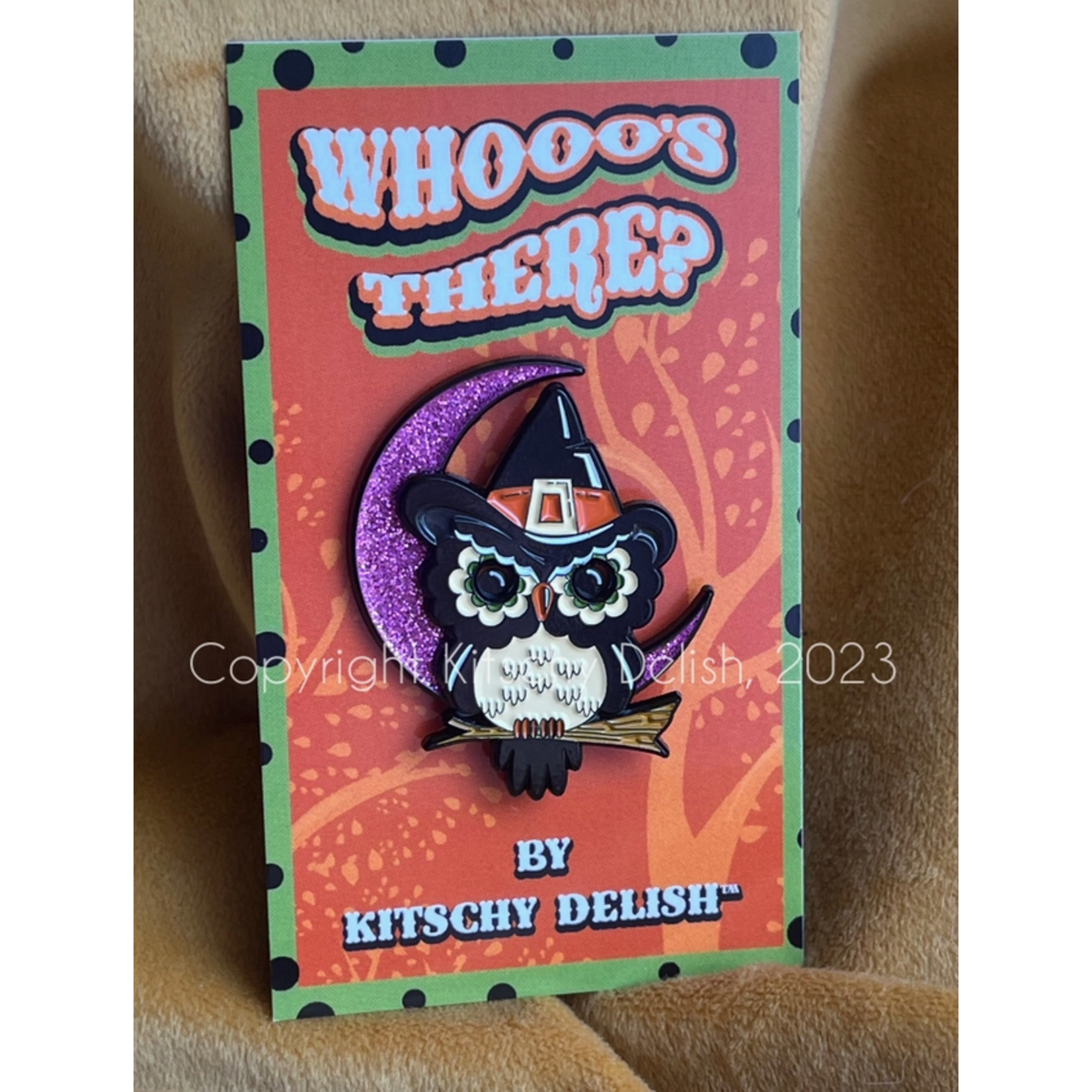 Kitschy Delish Enamel Pin - Whoo's There? Witchy Owl