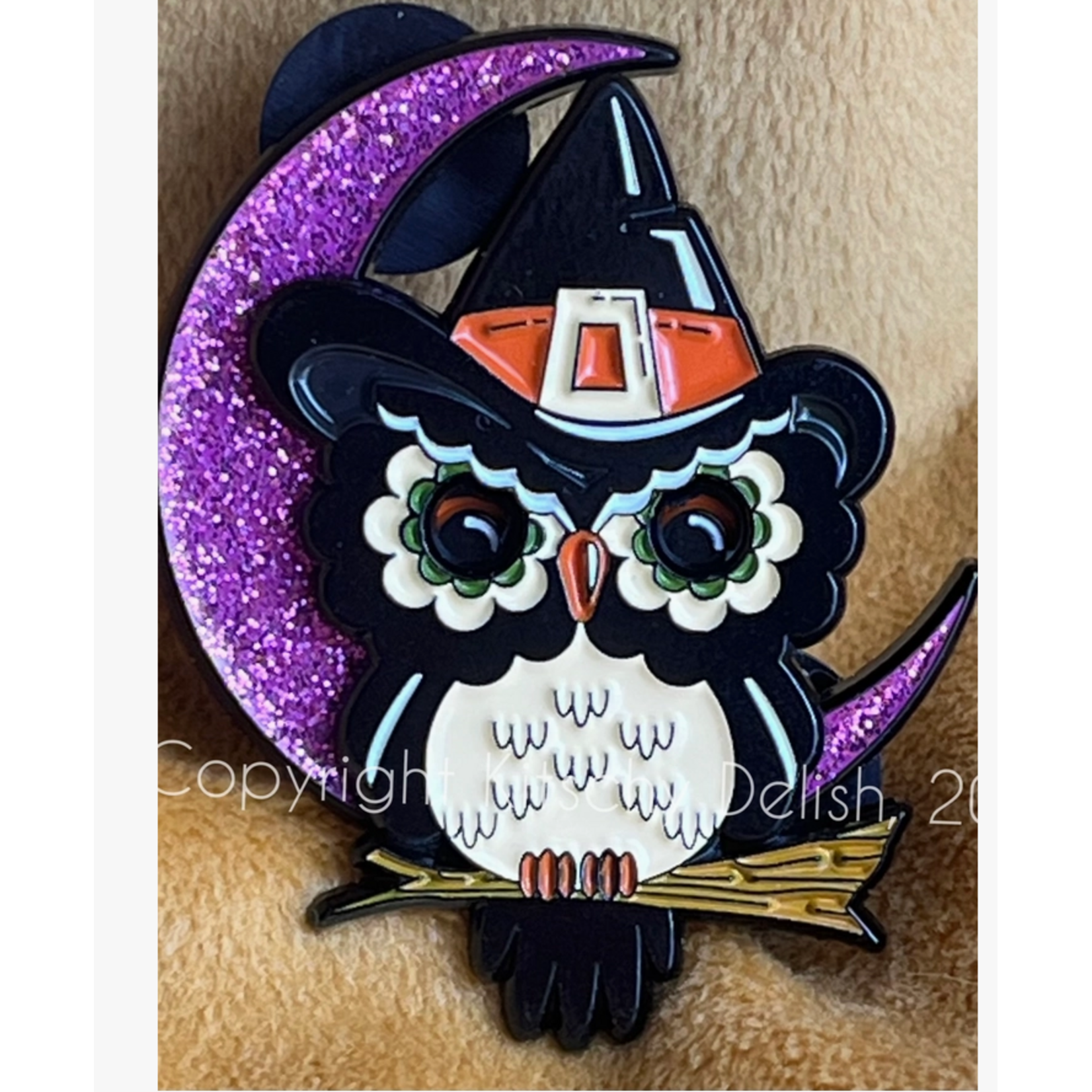 Kitschy Delish Enamel Pin - Whoo's There? Witchy Owl