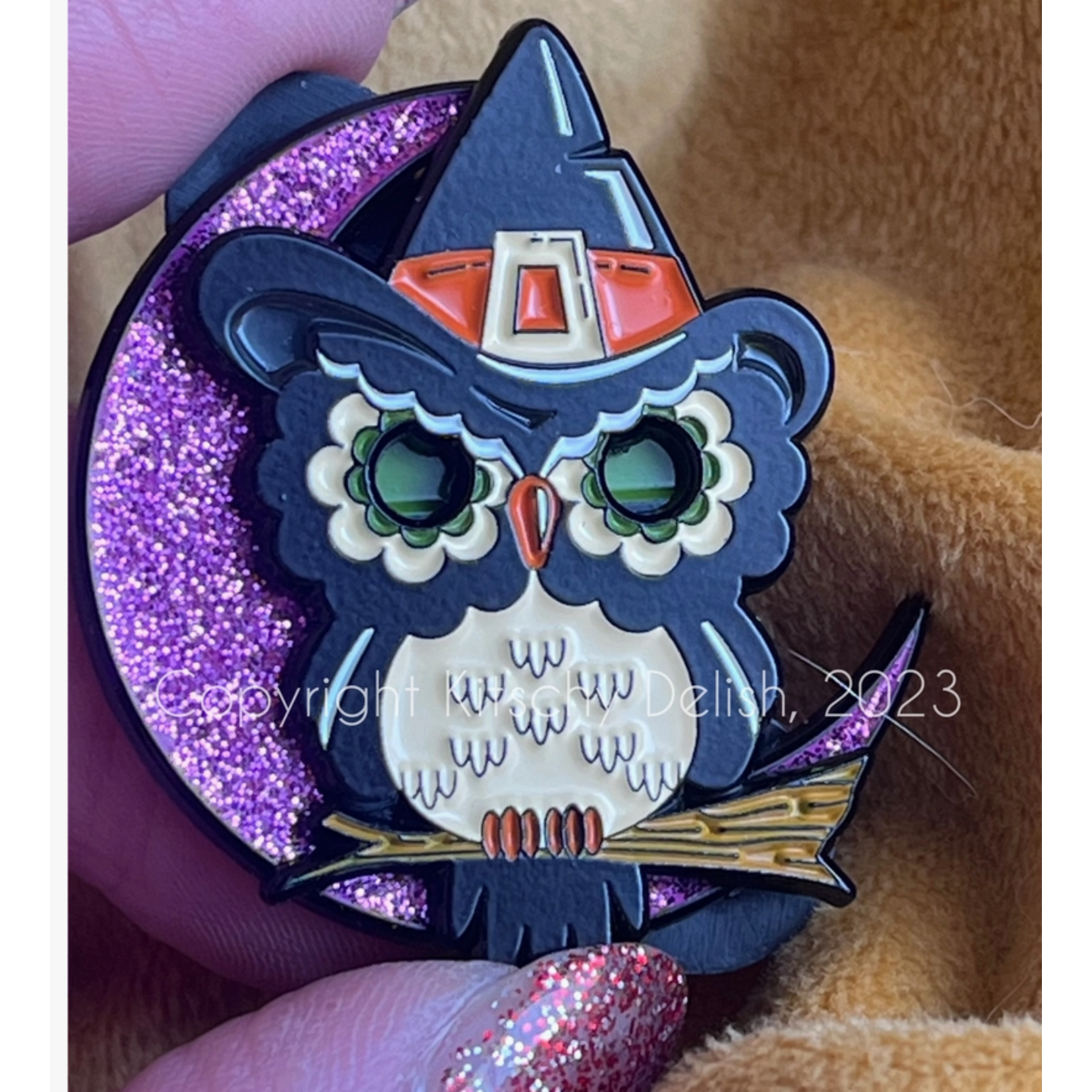 Kitschy Delish Enamel Pin - Whoo's There? Witchy Owl