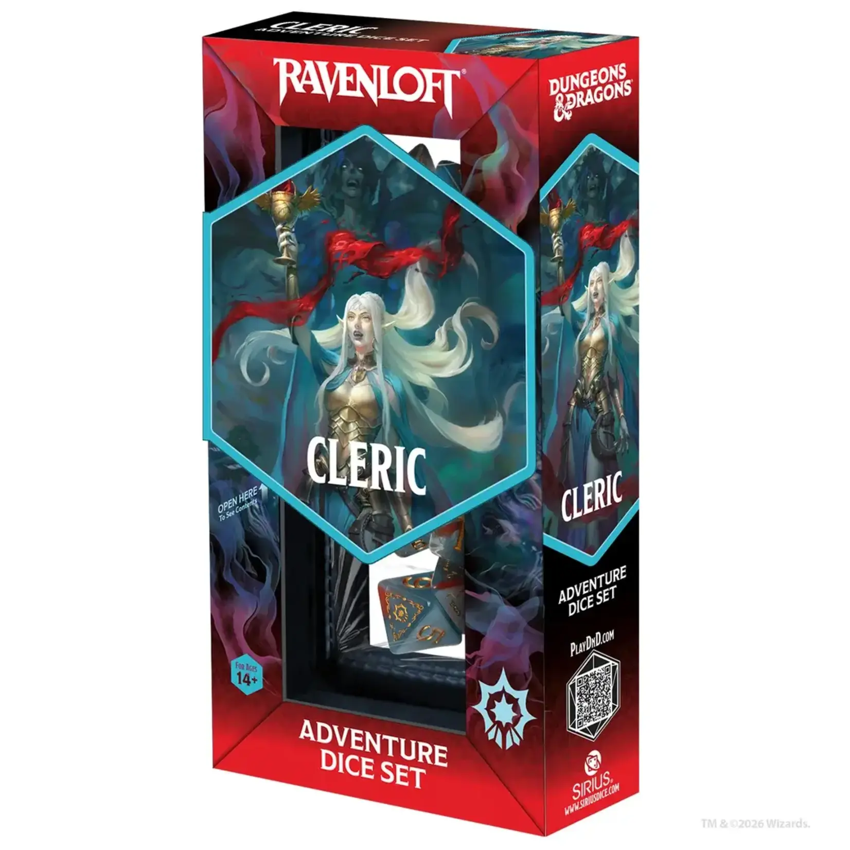 D&D Adventure Dice: Cleric (Light Blue/Red) 14 Polyhedral Dice Set