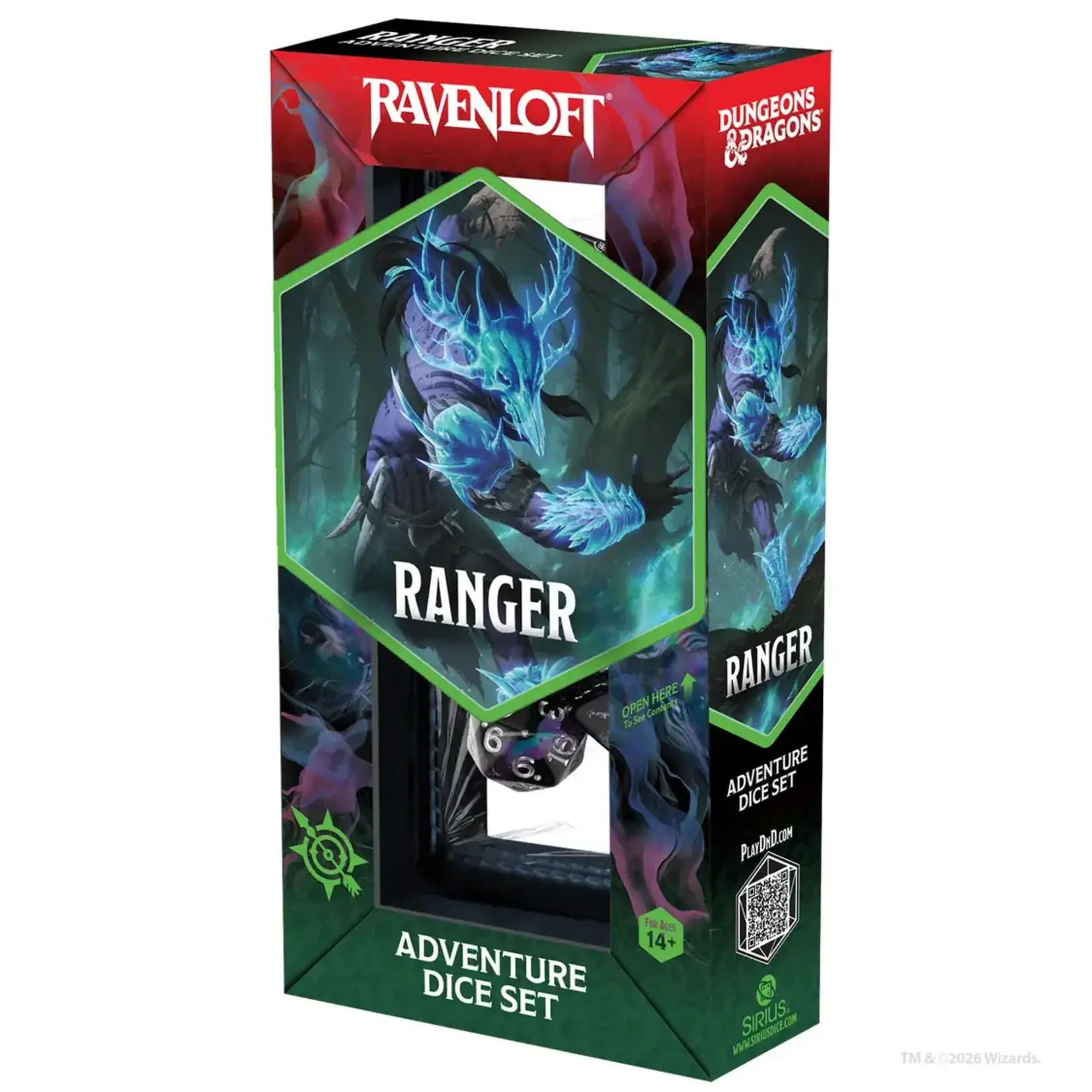 D&D Adventure Dice: Ranger (Black/Red) 14 Polyhedral Dice Set