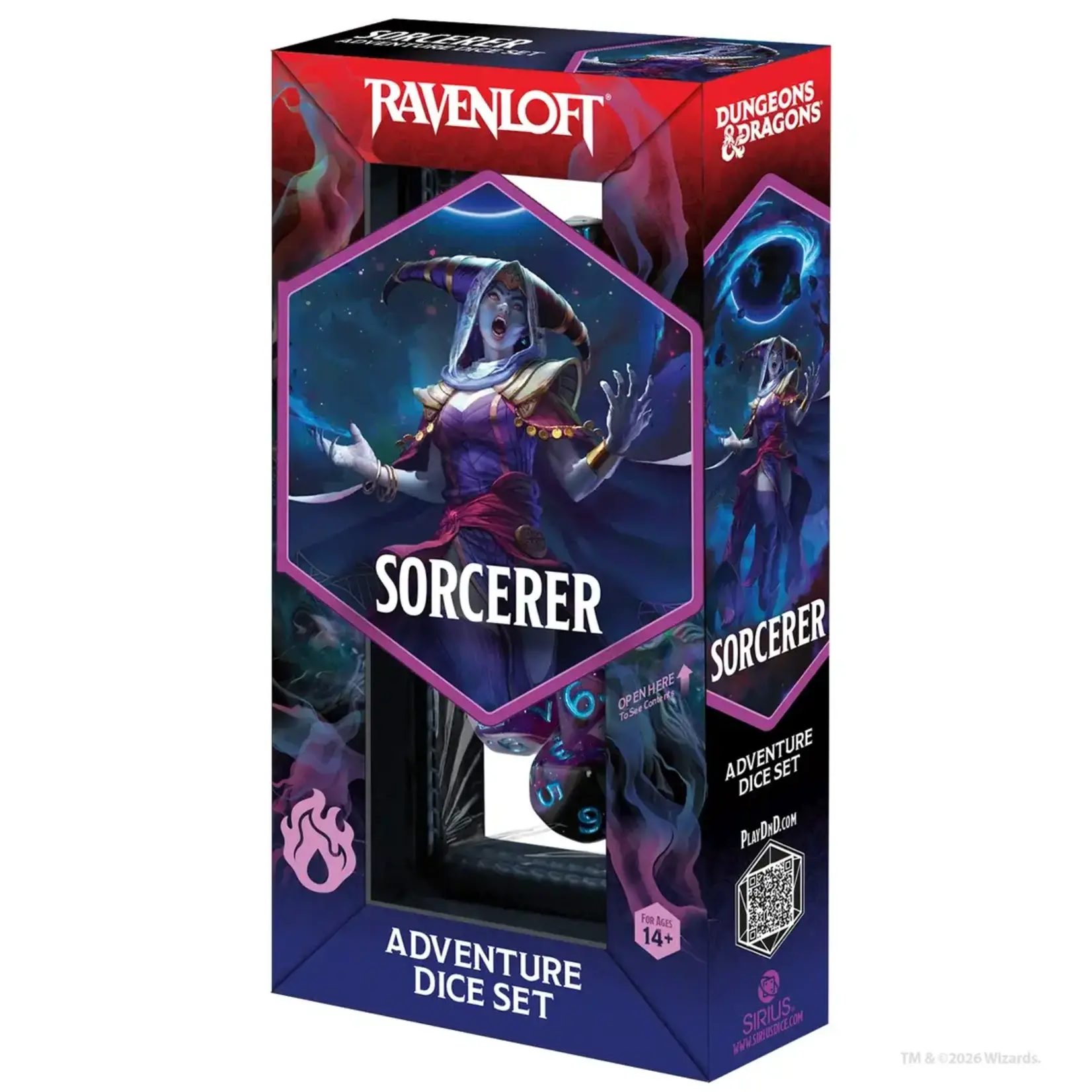 D&D Adventure Dice: Sorcerer (Purple) 14 Polyhedral Dice Set