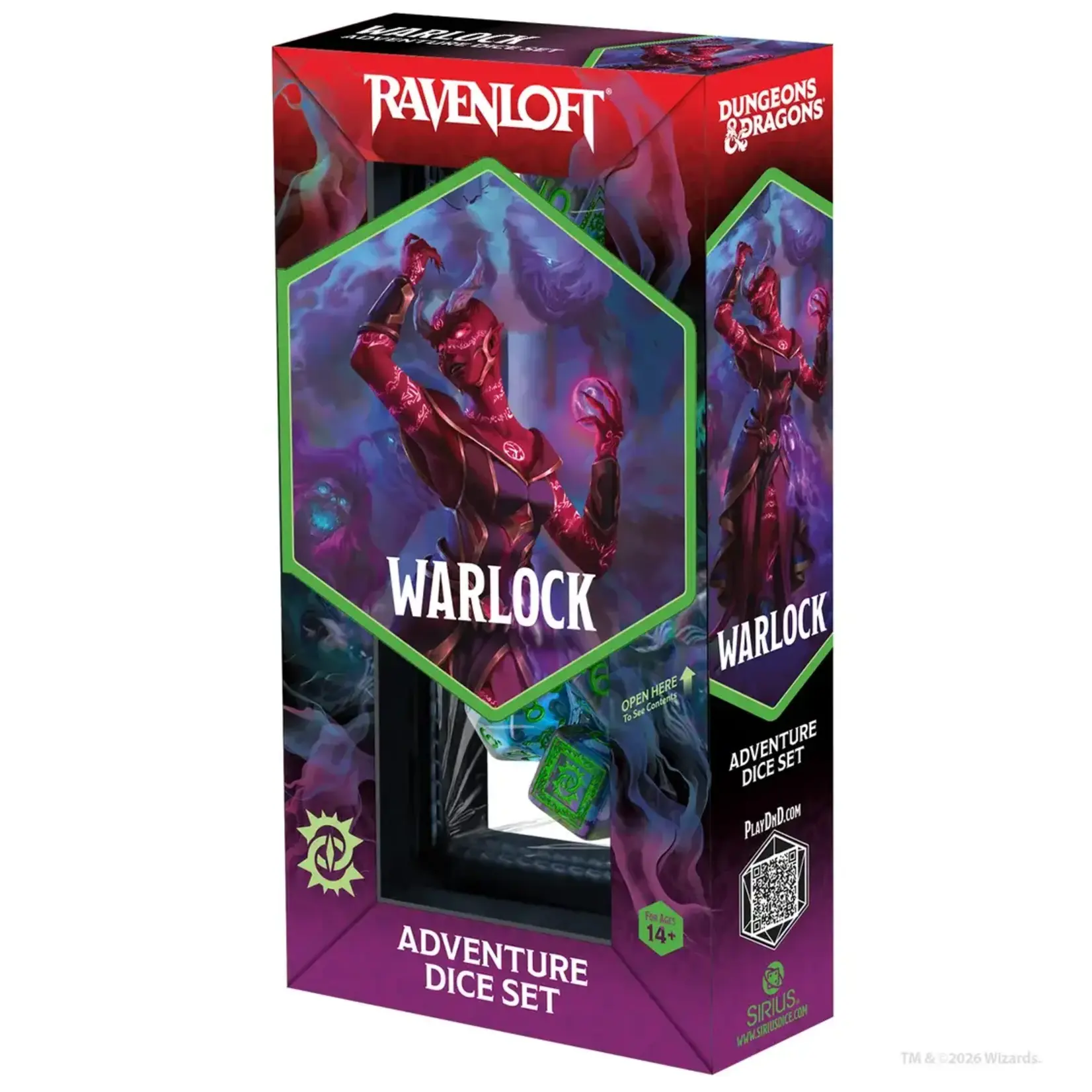 D&D Adventure Dice Set: Warlock (Purple/Green) 14 Polyhedral Dice Set