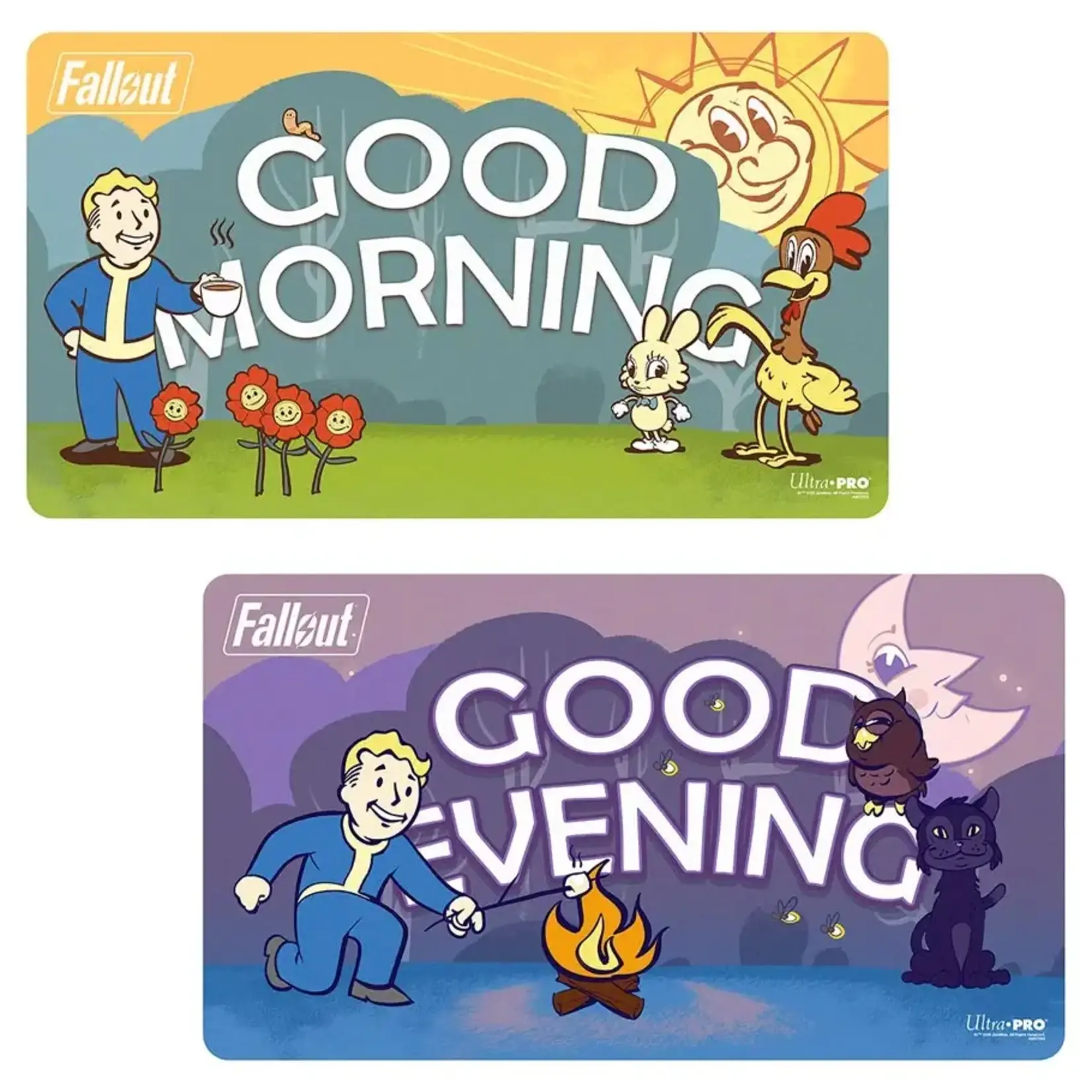 Playmat: Fallout Vault Boy Good Morning/Good Evening Double Sided