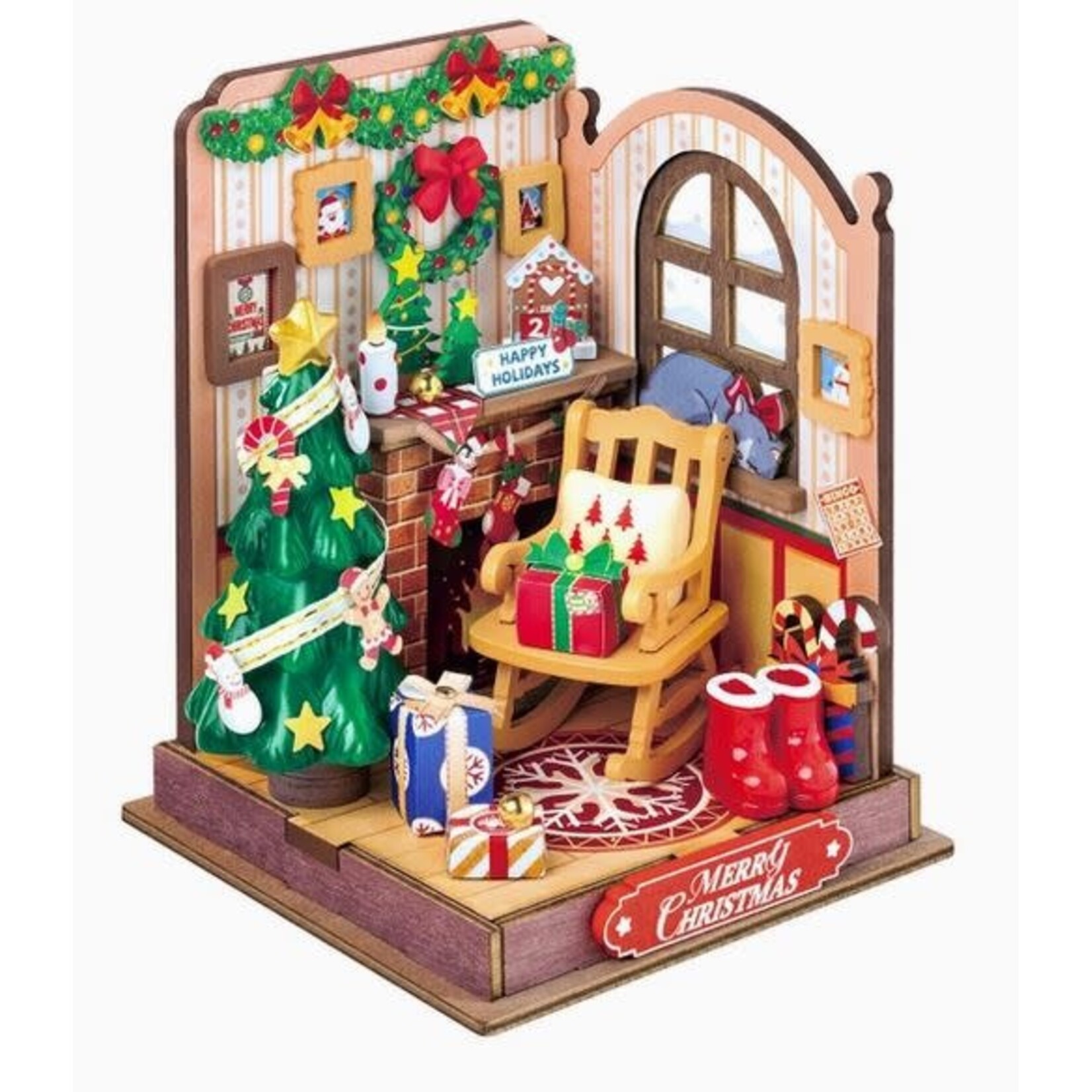 Miniature House Kit -  Christmas Fireplace