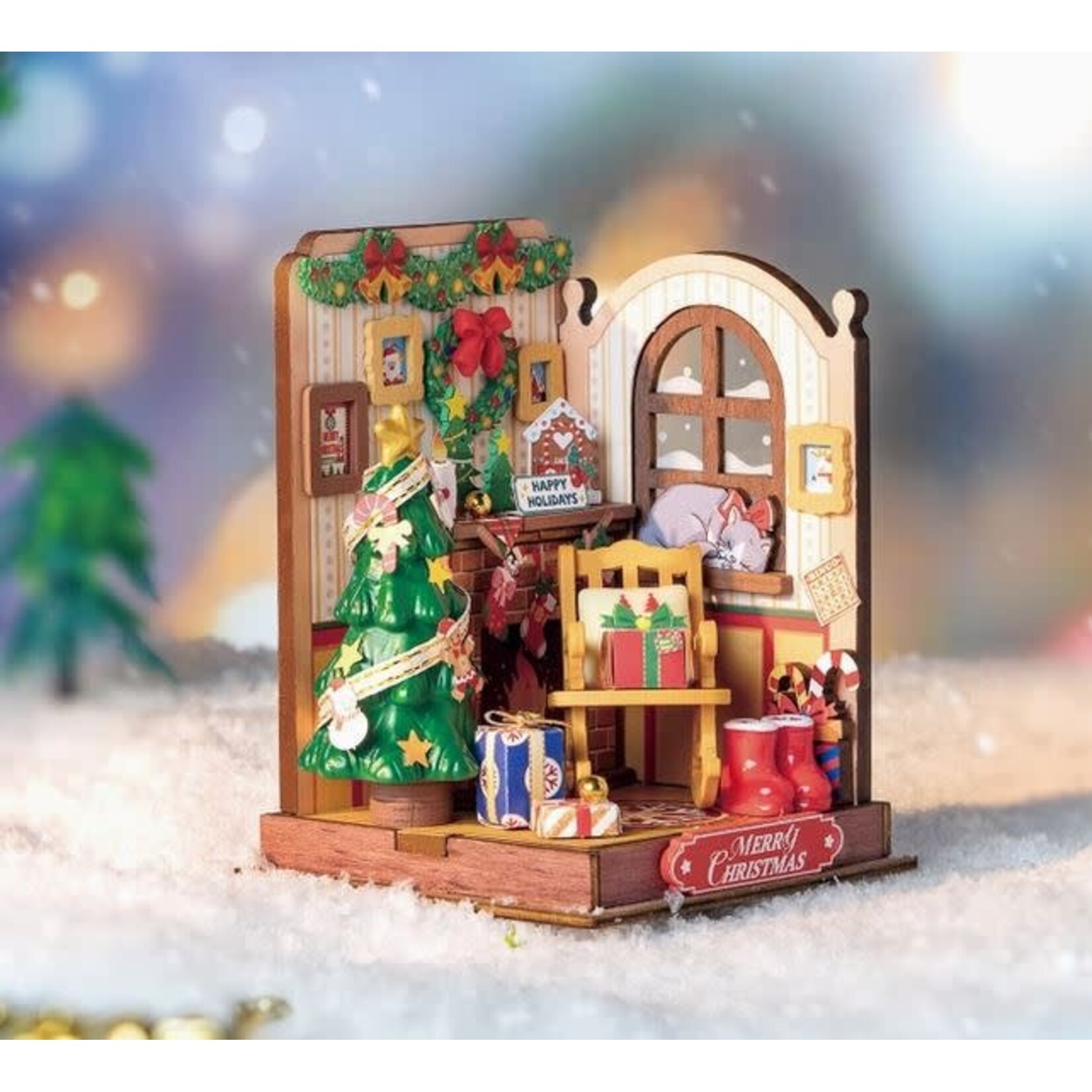 Miniature House Kit -  Christmas Fireplace