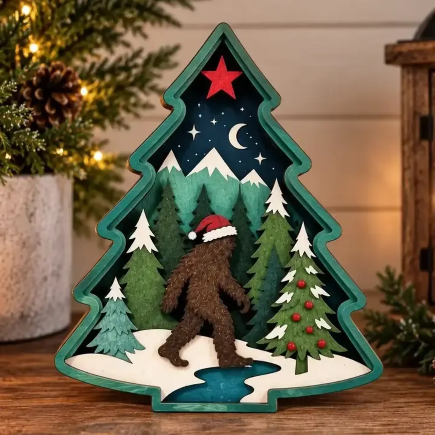 Shelf Sitter - Santa Sasquatch Christmas Tree