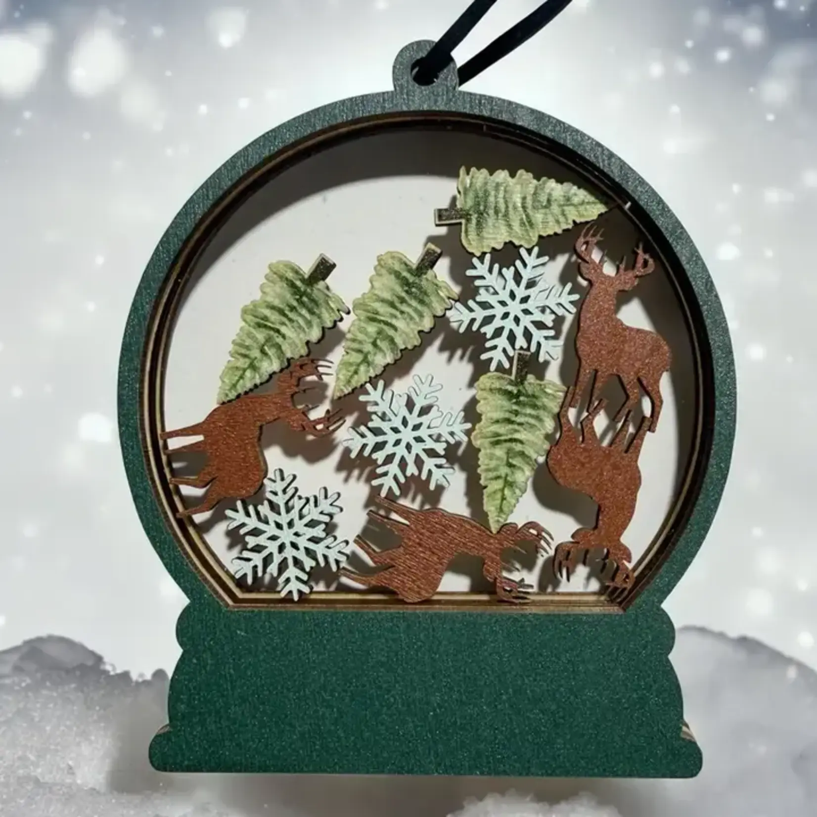 Ornament - Deer & Pines Snow Globe