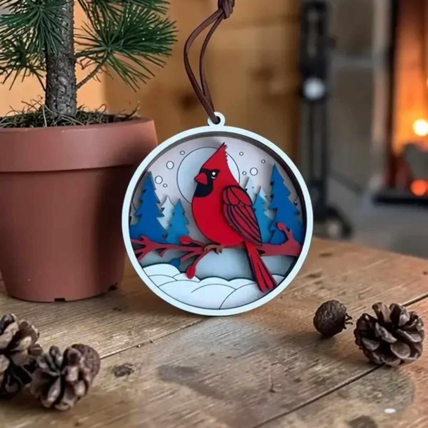 Ornament - Red Cardinal - Round