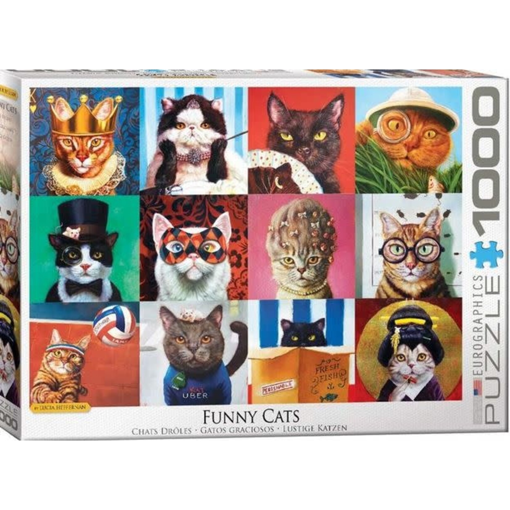 #10114 Eurographics Funny Cats Puzzle 1000pcs Dragon Cache Used Game