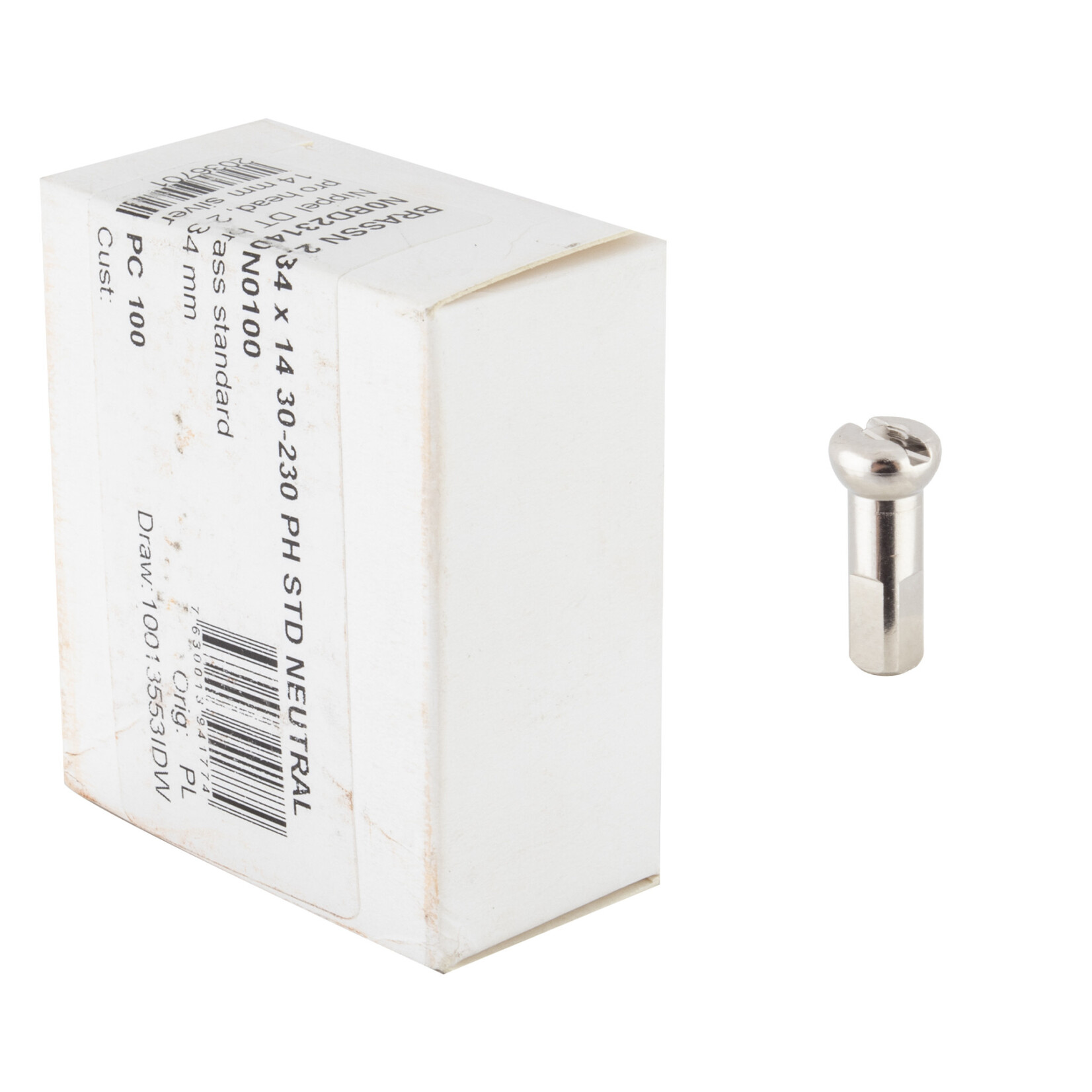 DT SWISS DT SWISS Brass ProHead Spoke Nipple - 2.34x14mm (Box of 100)