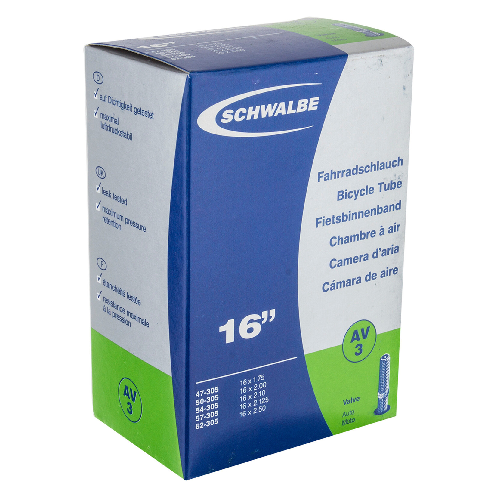 Schwalbe Schwalbe Tube - AV3, 16", 305-47/62 - Schrader 40mm