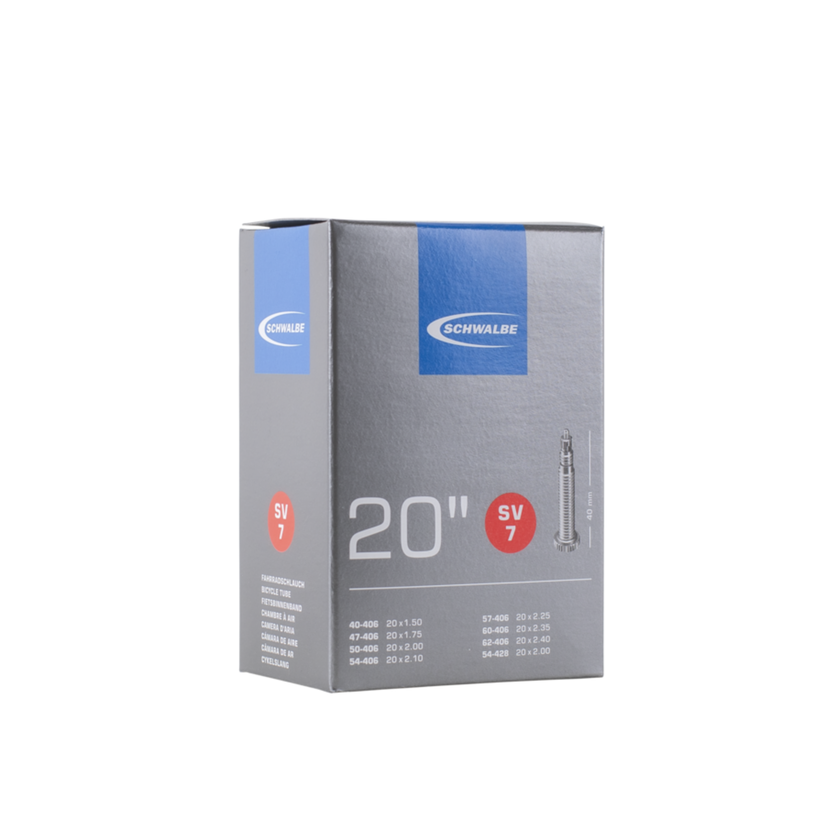 Schwalbe Schwalbe Tube - SV7, 20", 406x40/62 - Presta 40mm