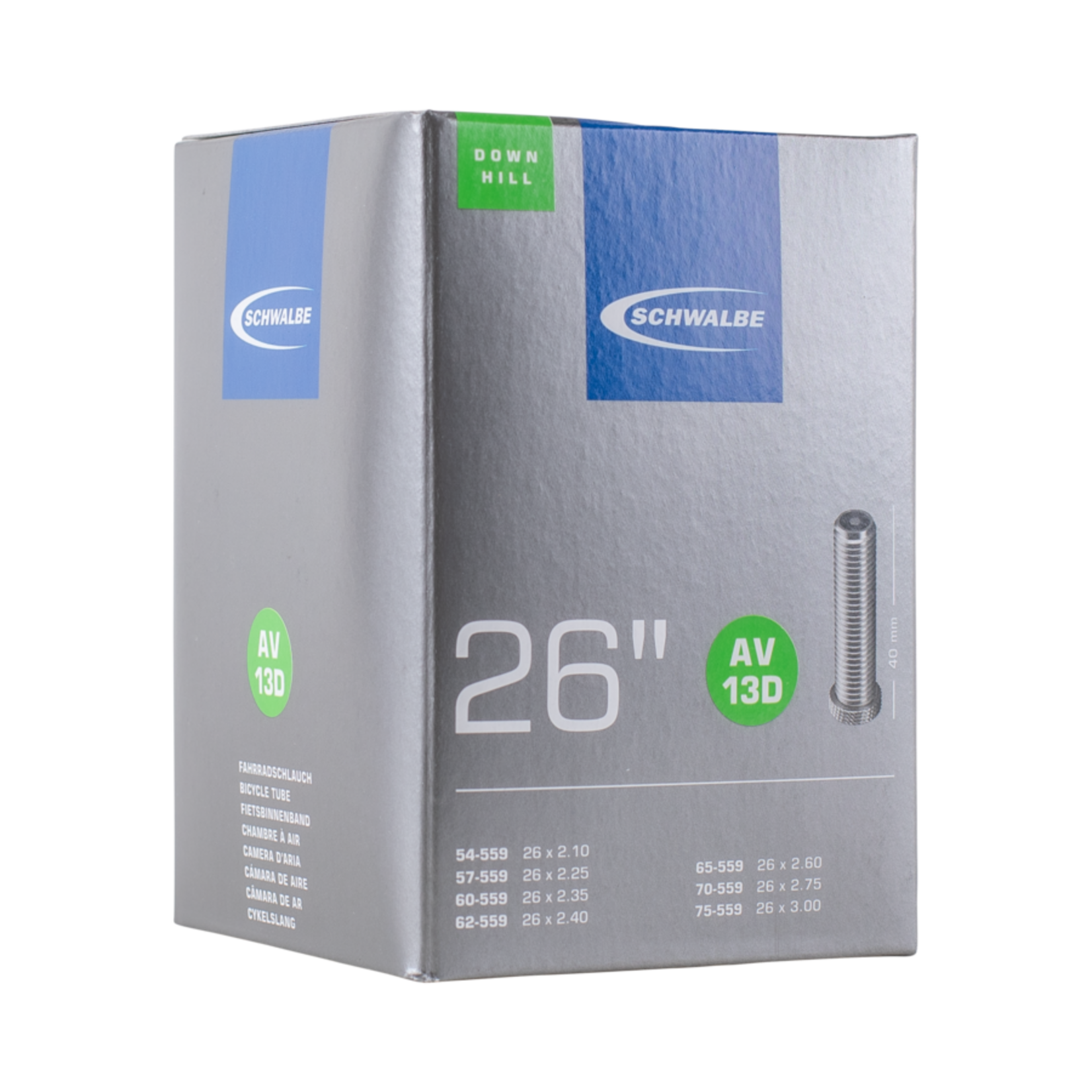 Schwalbe Schwalbe Tube - AV13D, 26 x 2.10-3.00, 40mm, Downhill